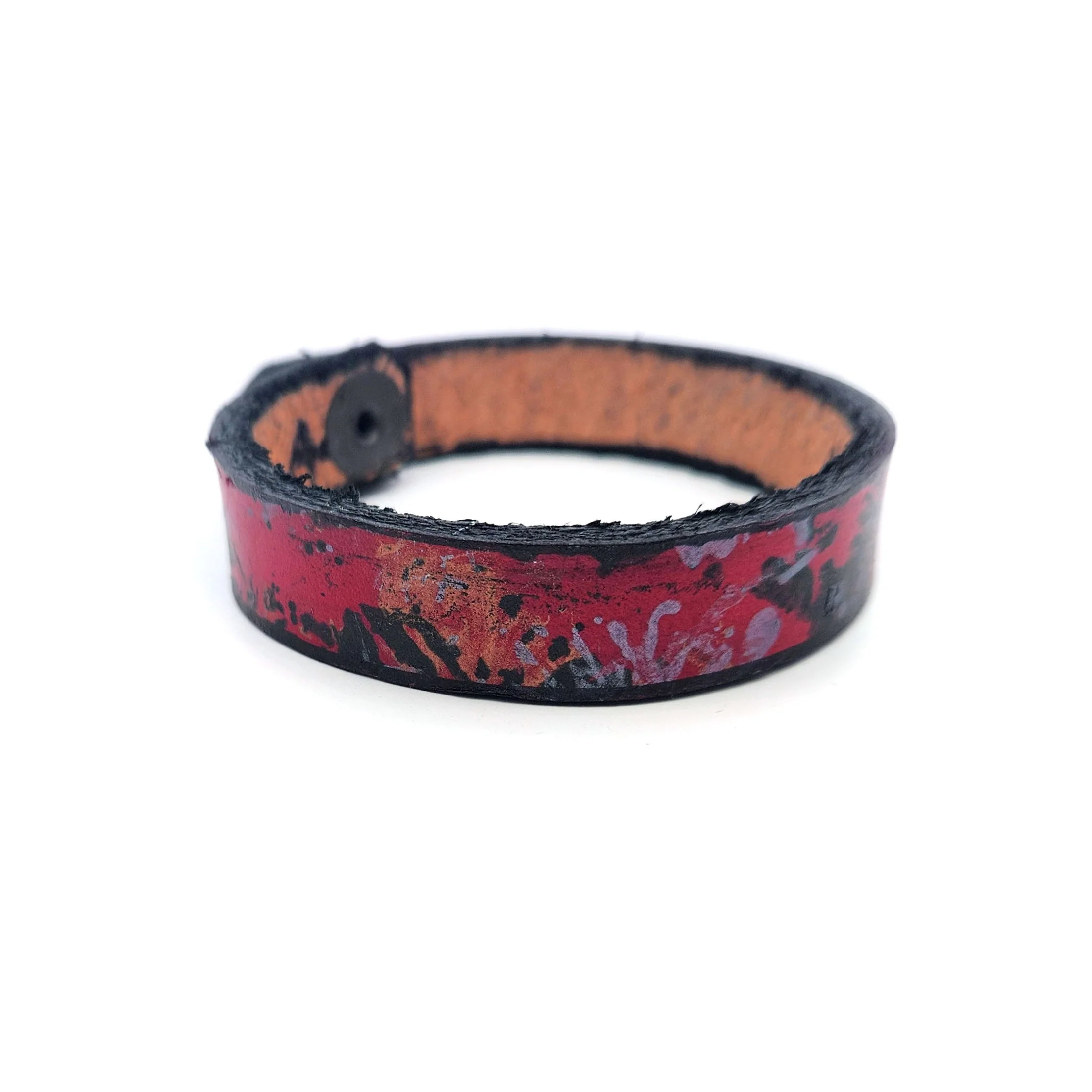 1/2" Red Leather Bracelet - Image 3