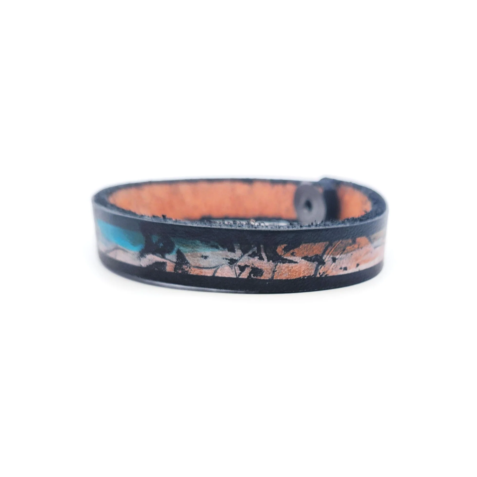 1/2" Stripes Leather Bracelet - Image 3
