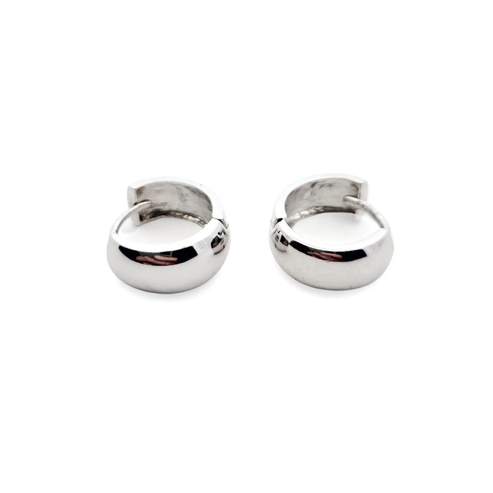 10k White Gold 10mm Round Huggies - Image 2