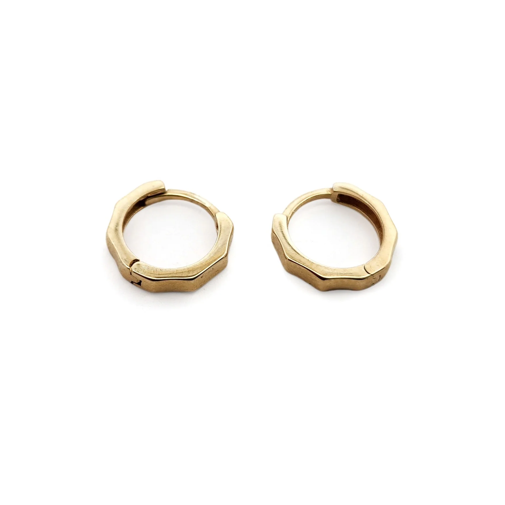 10k Yellow Gold Faceted Hoops - Image 2