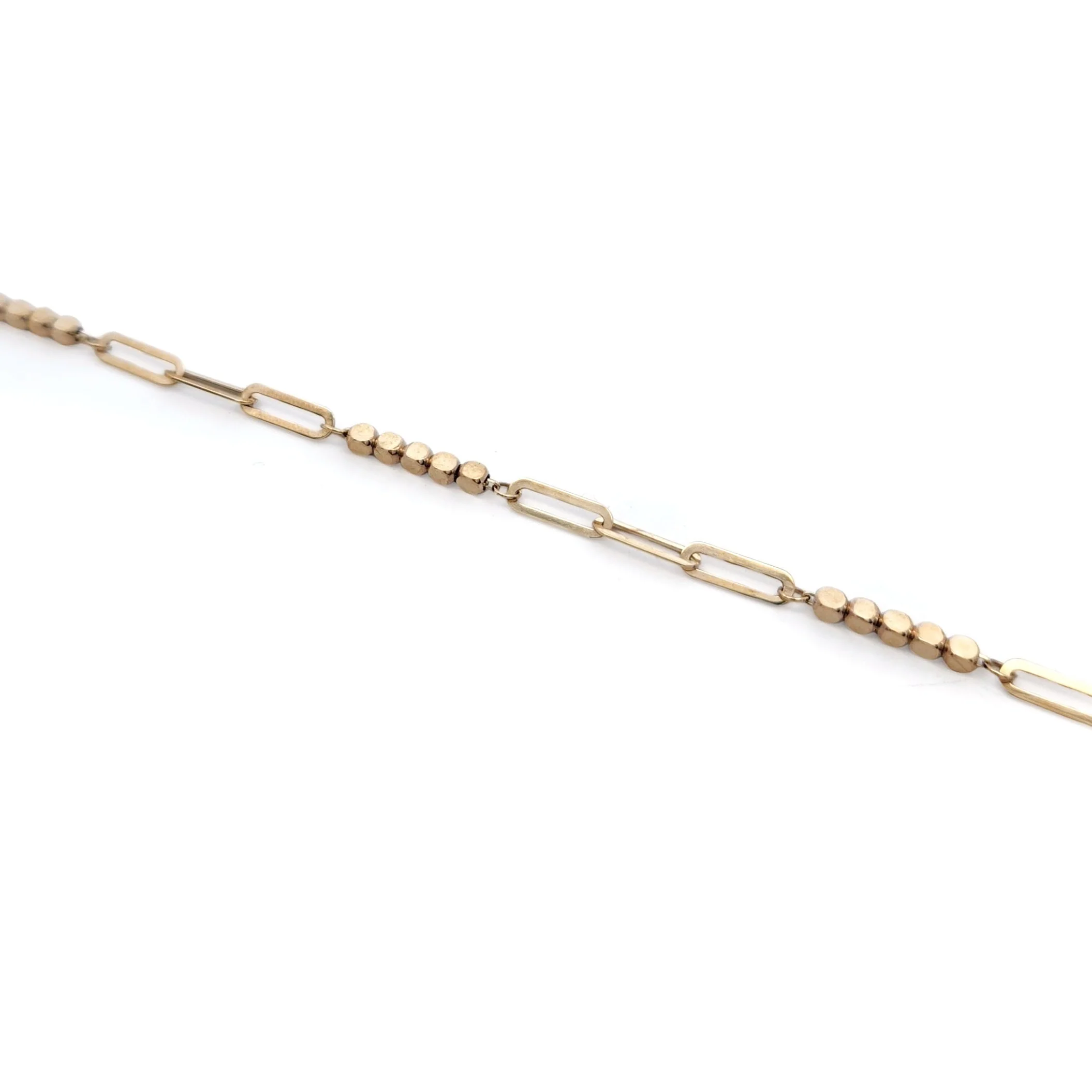 10k Yellow Gold Paperclip & Beaded Bracelet - Image 2