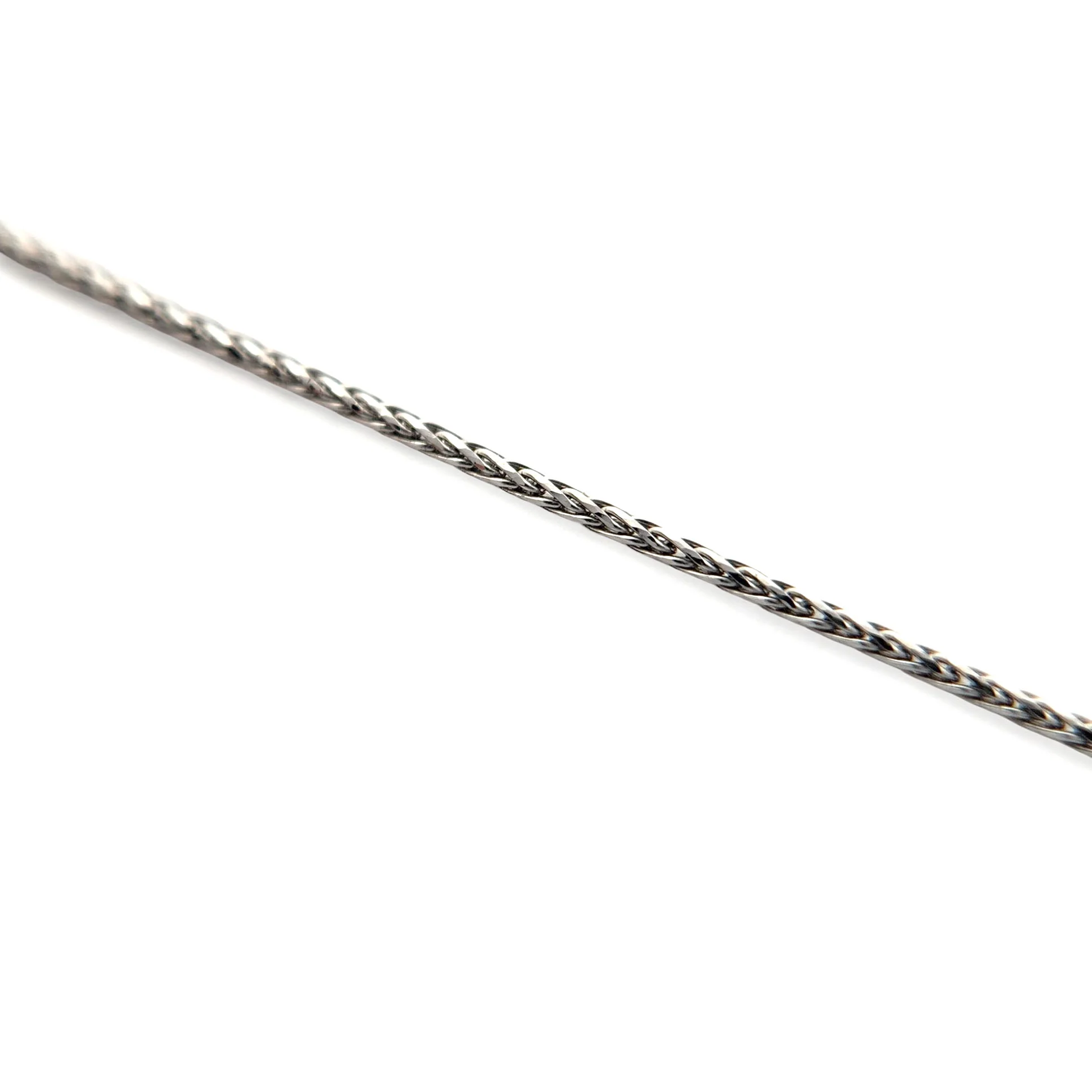 14k White Gold 1mm 16" Wheat Chain Necklace - Image 2