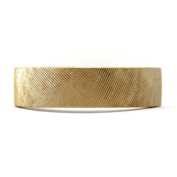 14k Yellow Gold 5mm Wide Band with Matte Florentine Finish - Image 4