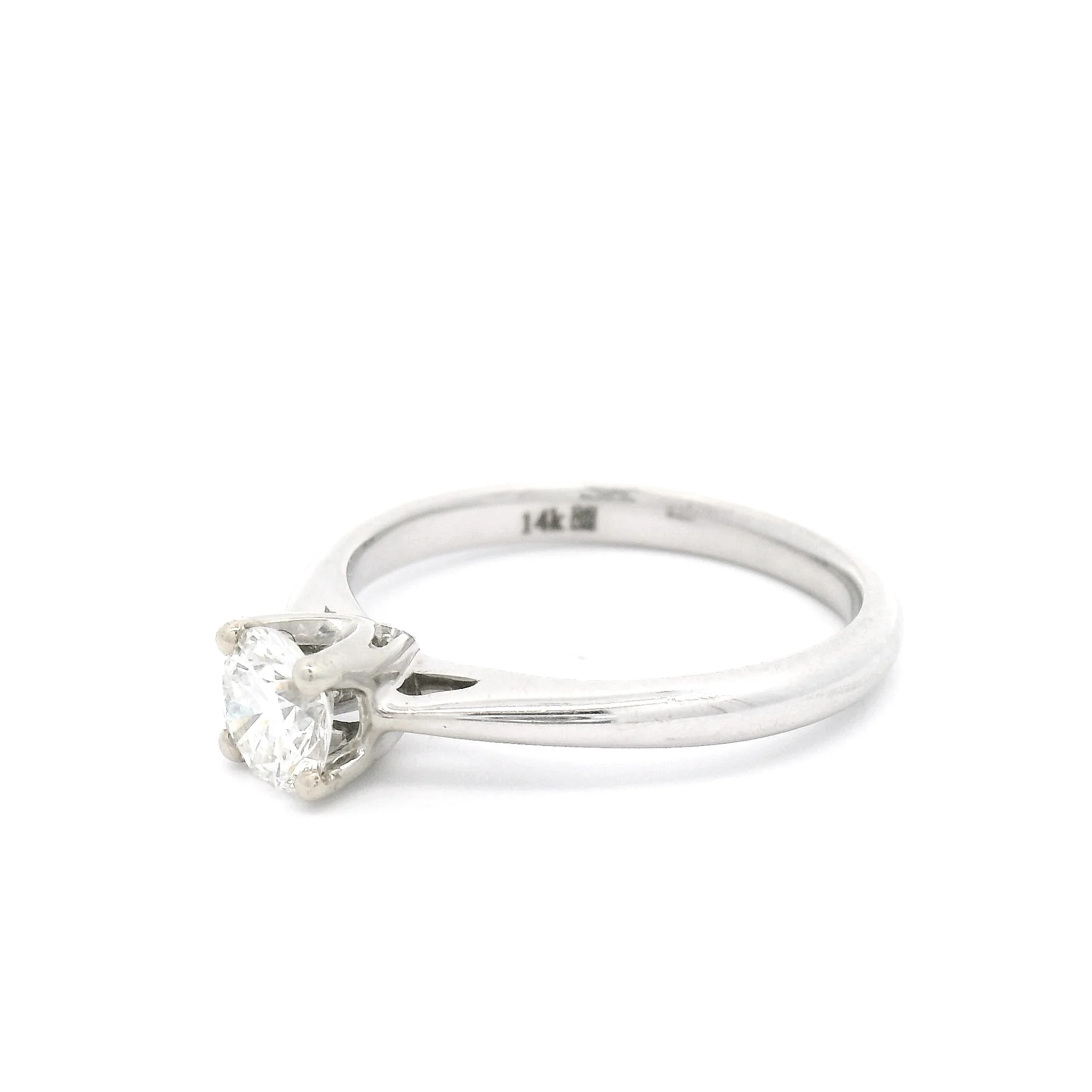 14k White Solitaire with 0.55ct Round Brilliant Cut Diamond - Image 2
