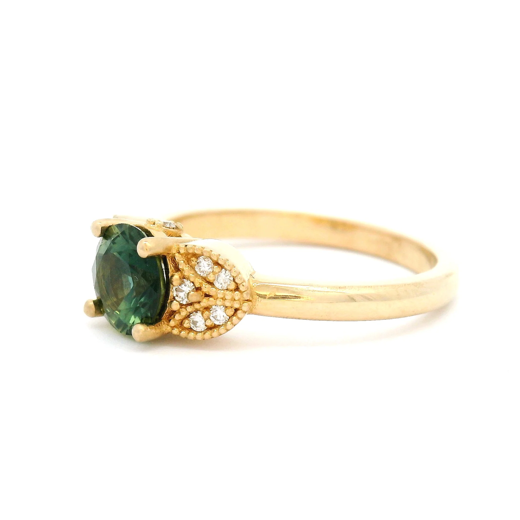 Fleur - 14k Yellow Ring with 0.93ct Parti Sapphire and Accent Diamonds - Image 2