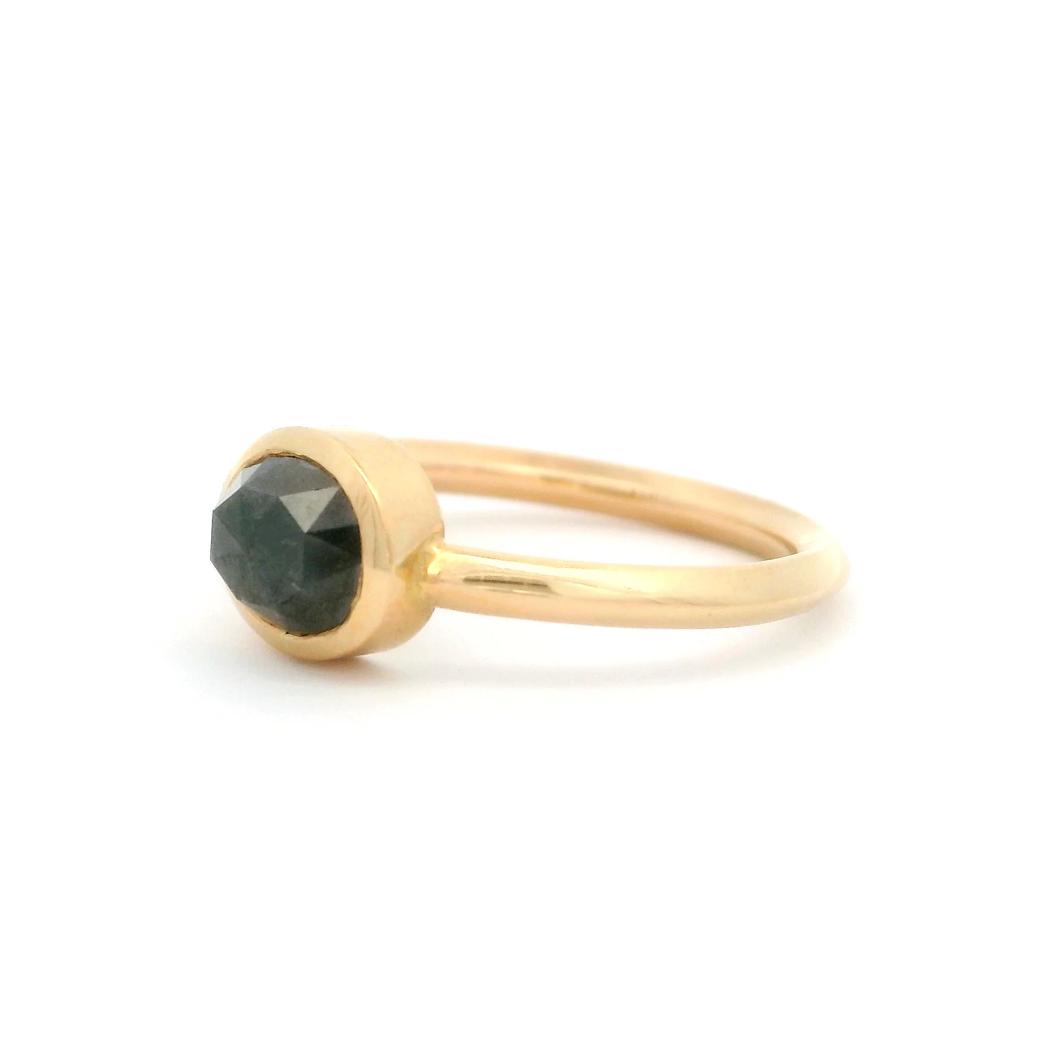 14k Yellow Solitaire with 1.26ct Black Rose Cut Diamond - Image 2