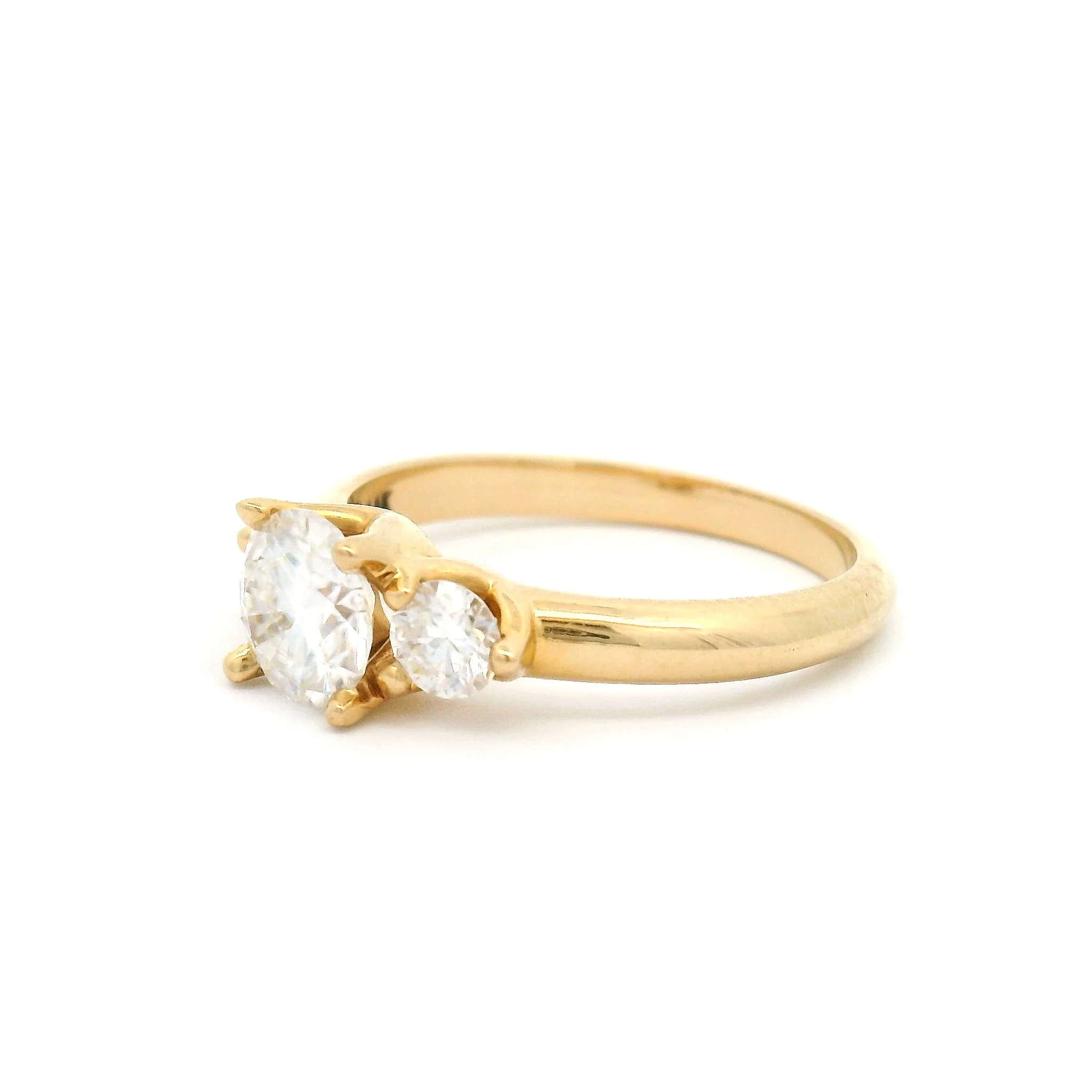 14k Yellow Three Stone Moissanite Ring - Image 2