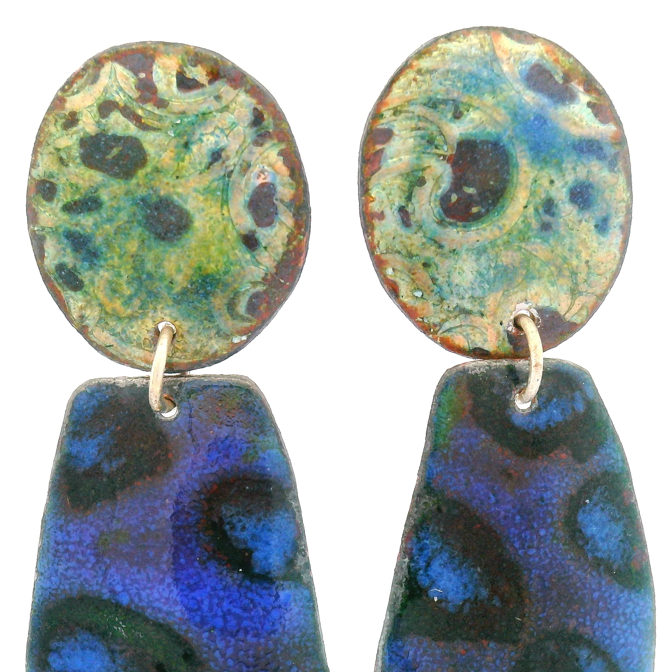 2-Piece Enamel Violet Green Earrings - Image 2