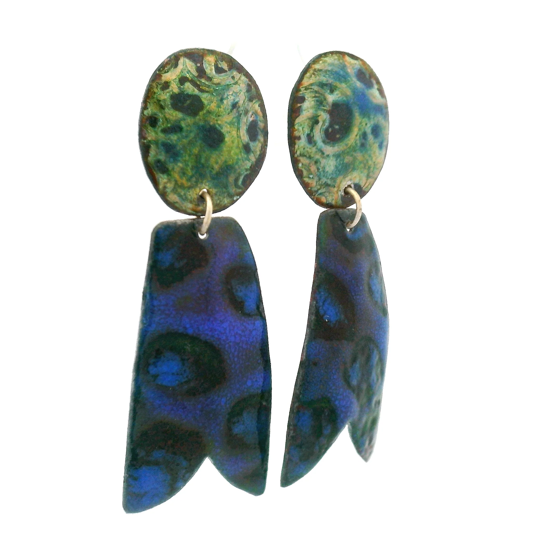 2-Piece Enamel Violet Green Earrings - Image 3