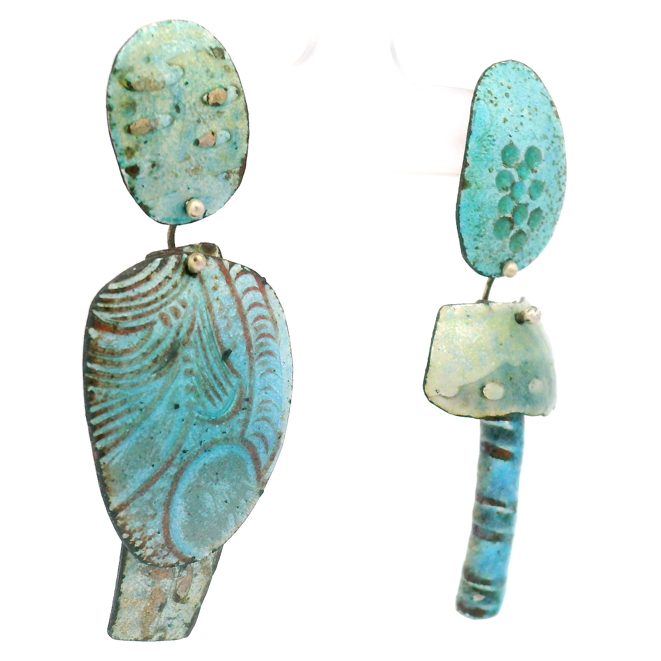 3-Piece Teal Texured Enamel Earrings - Image 3