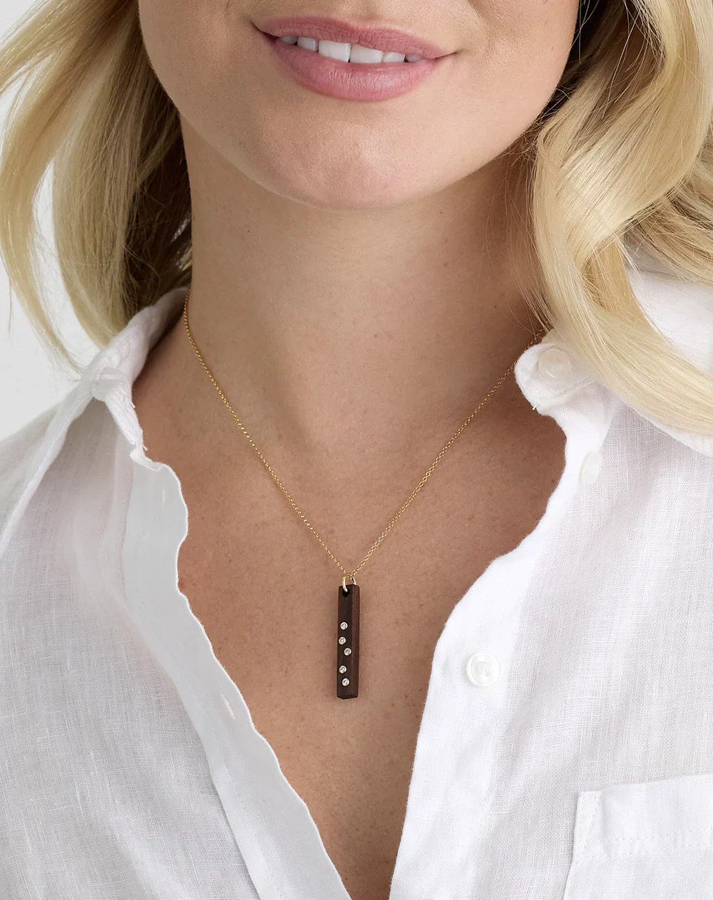 5 Diamond Bar Necklace - Image 3