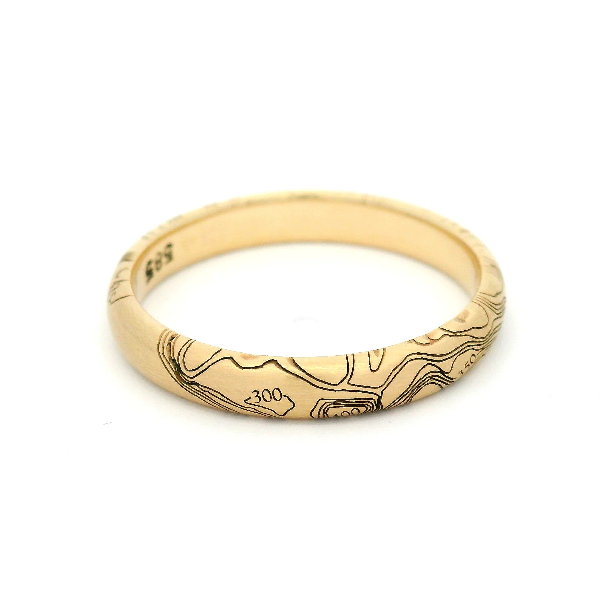 14k Yellow 3mm Wide Engraved Elevation Band - Image 2