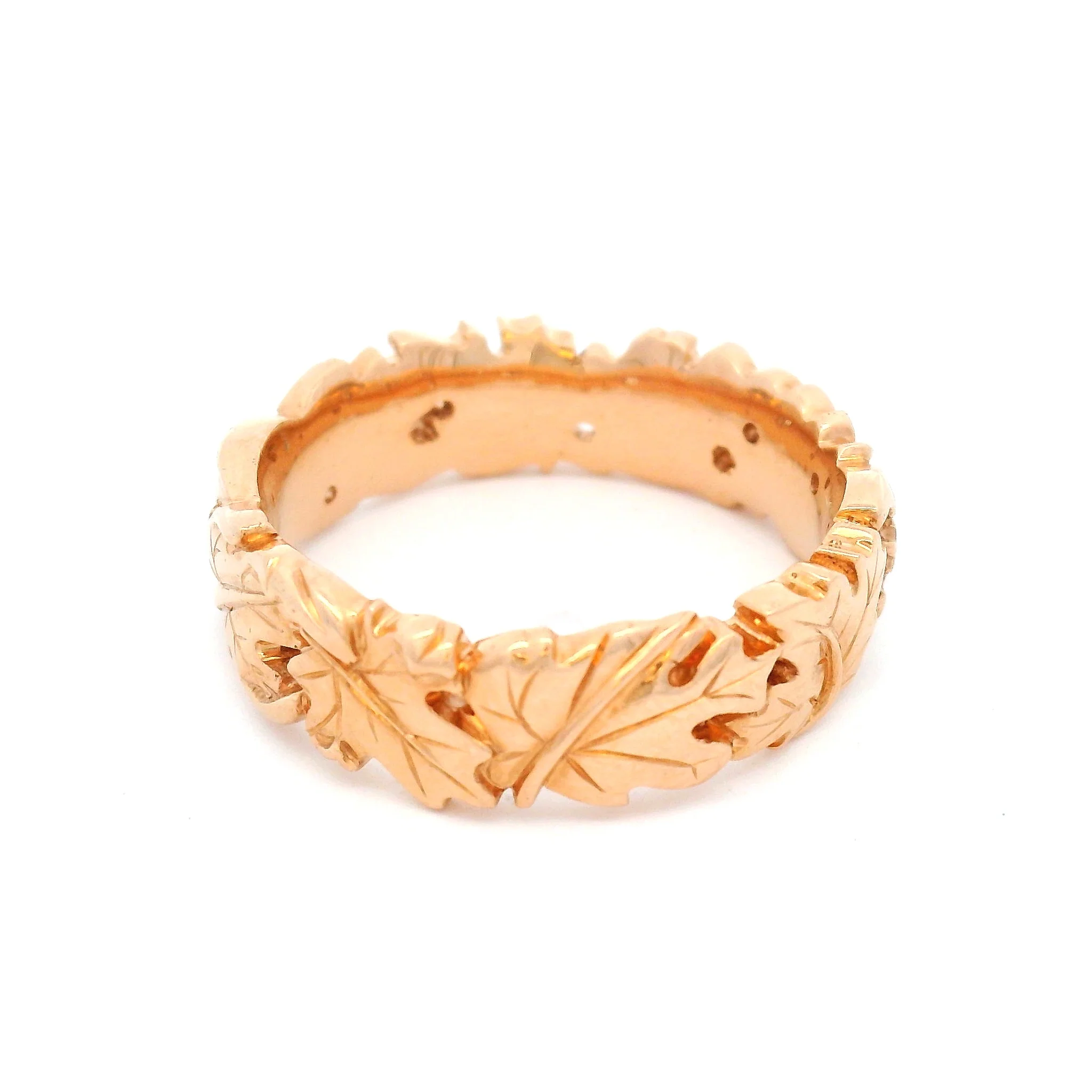 14k Rose Gold 6mm Wide Carved Sugar Maple Band - Image 2