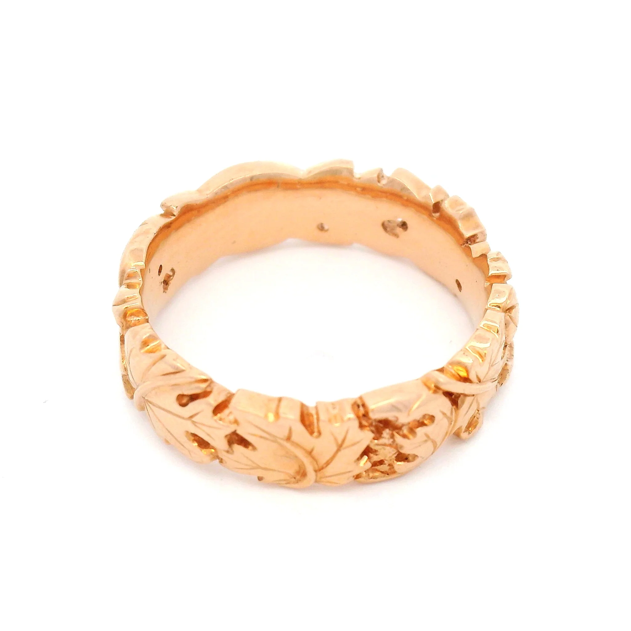 14k Rose Gold 6mm Wide Carved Sugar Maple Band - Image 3