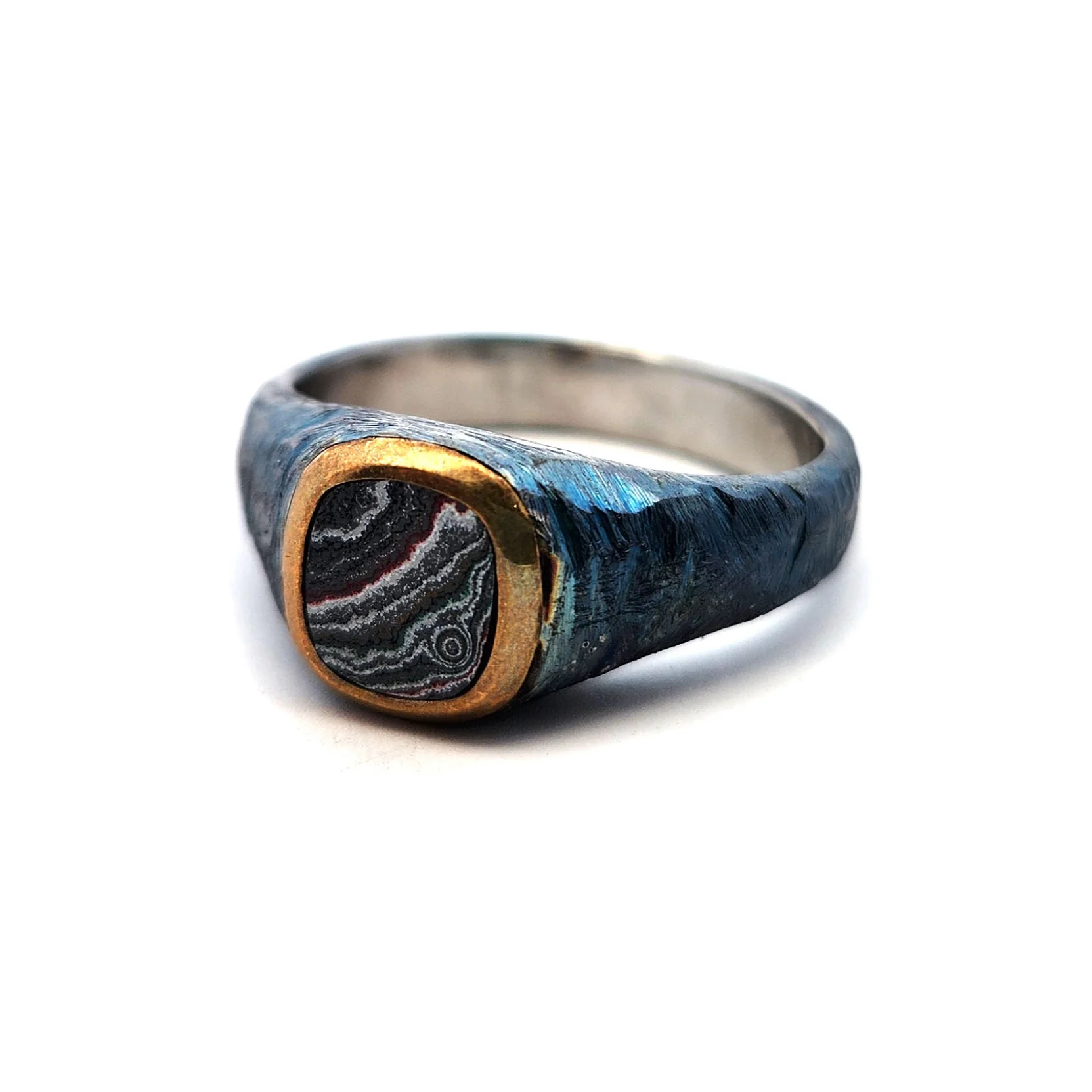 Agate Stainless Steel & Brass Ring - Image 2