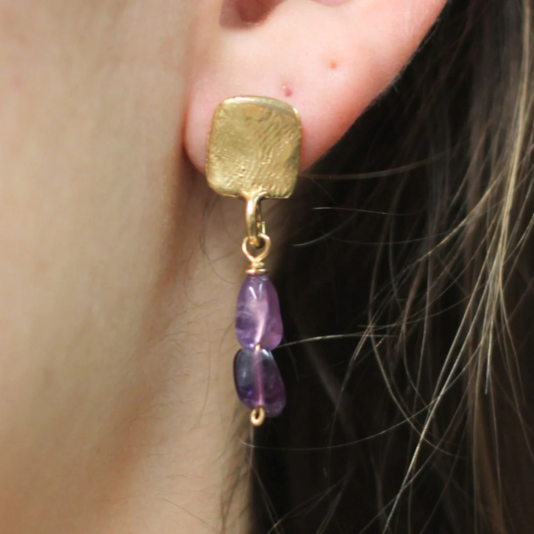 Amethyst Drop Earrings - Image 3
