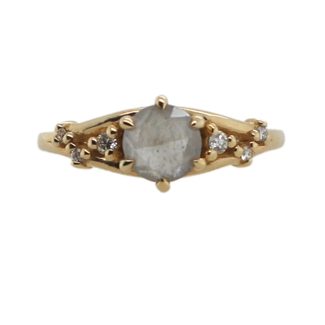 14k Yellow Engagement Ring with 1.08ct Rose-Cut Salt and Pepper Diamond and Accent Diamonds - Image 5