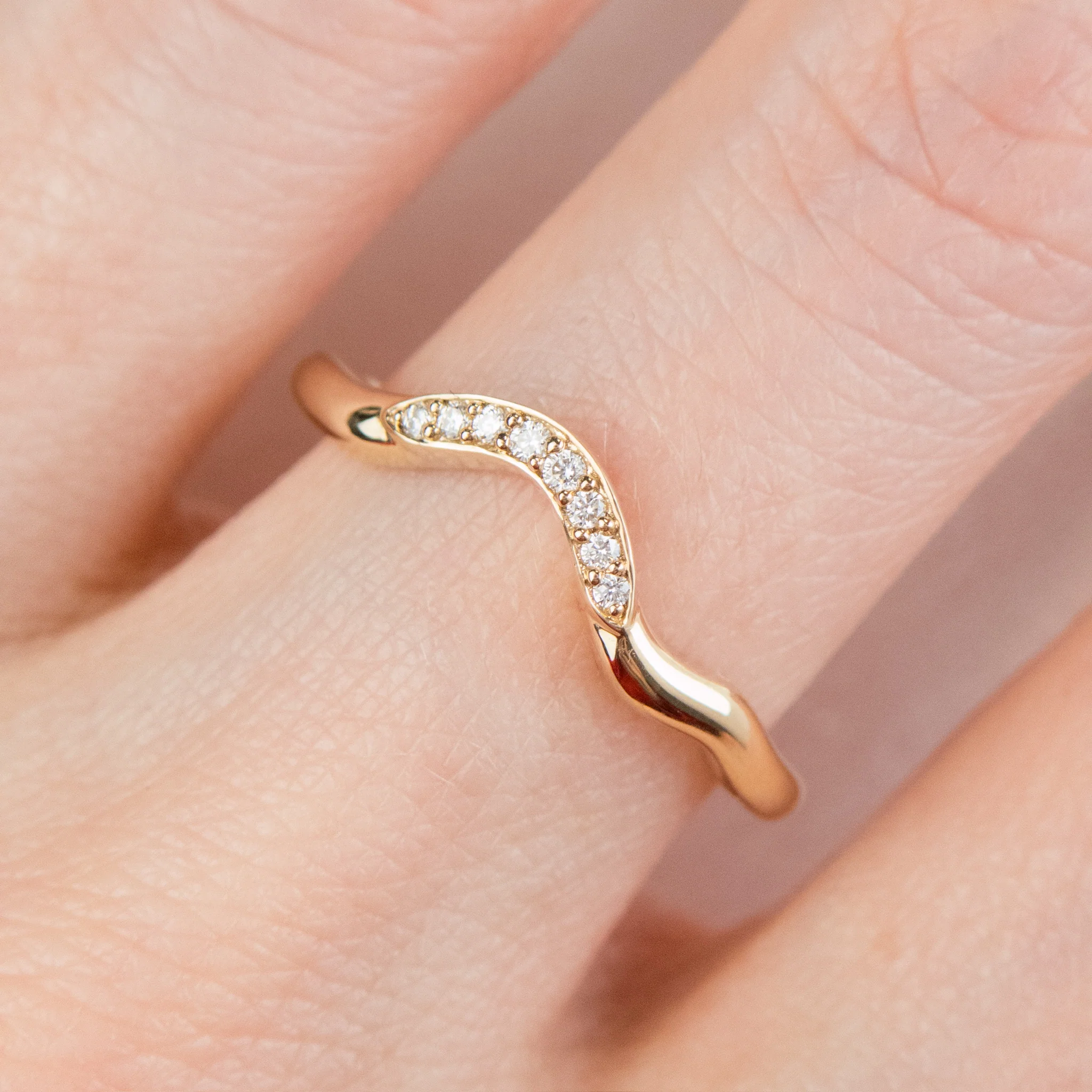 Andrea - Diamond Pave Contour Wedding Band - Image 2