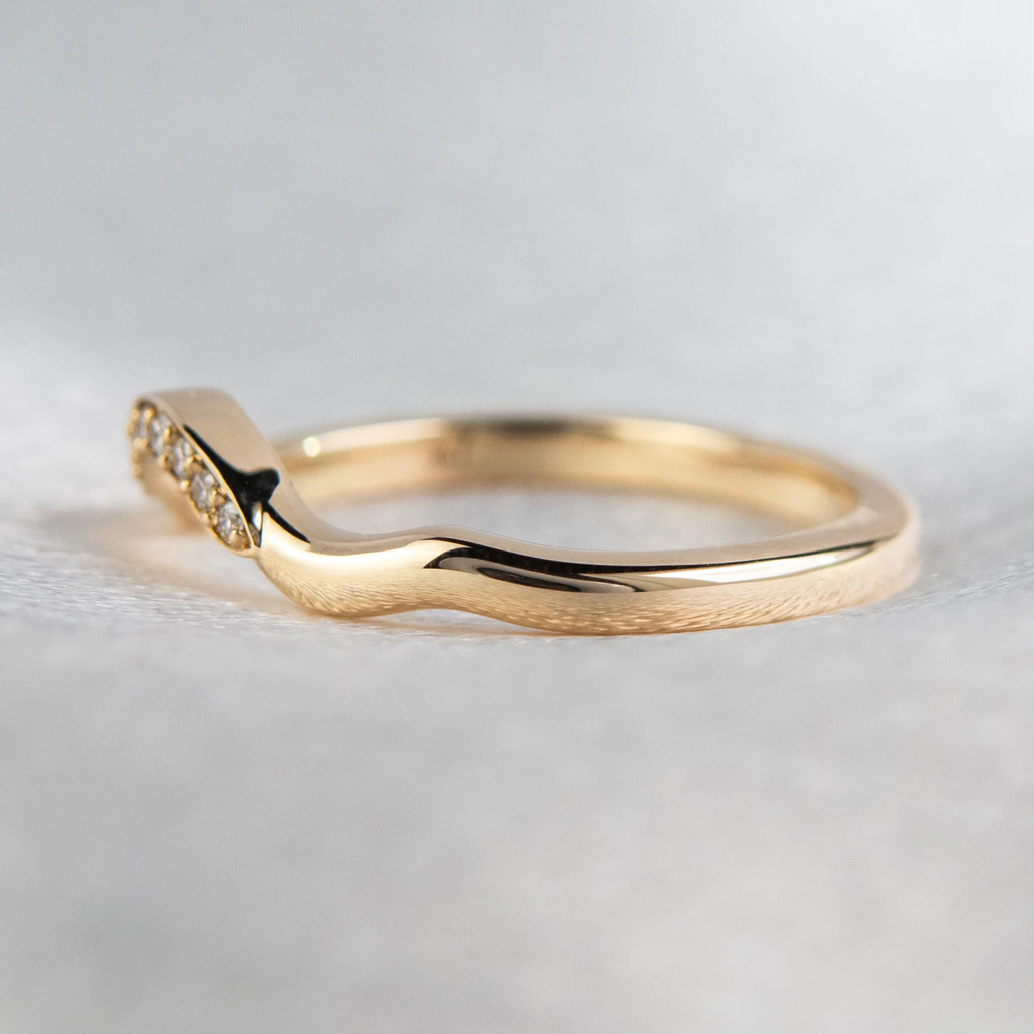 Andrea - Diamond Pave Contour Wedding Band - Image 3