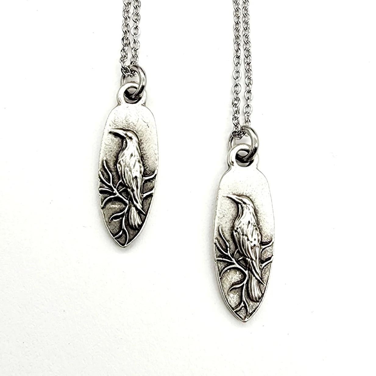 Antique Silver Whispering Raven Pendant - Image 2