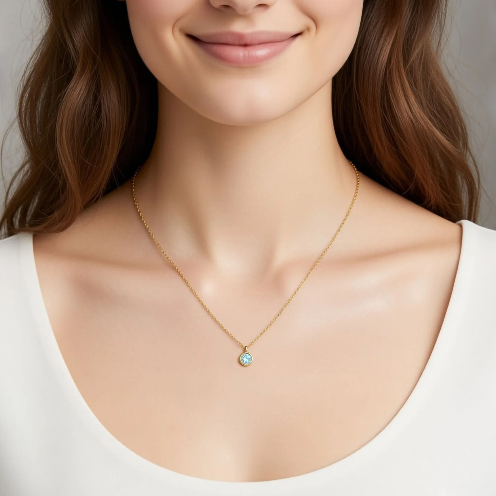 Aquamarine March Birthstone Necklace - Image 2