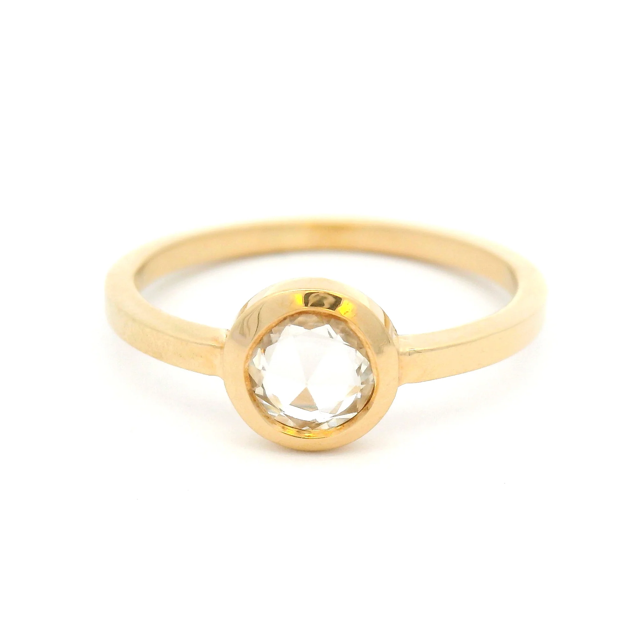 White Rose-Cut Sapphire Bezel Solitaire Ring - Image 5