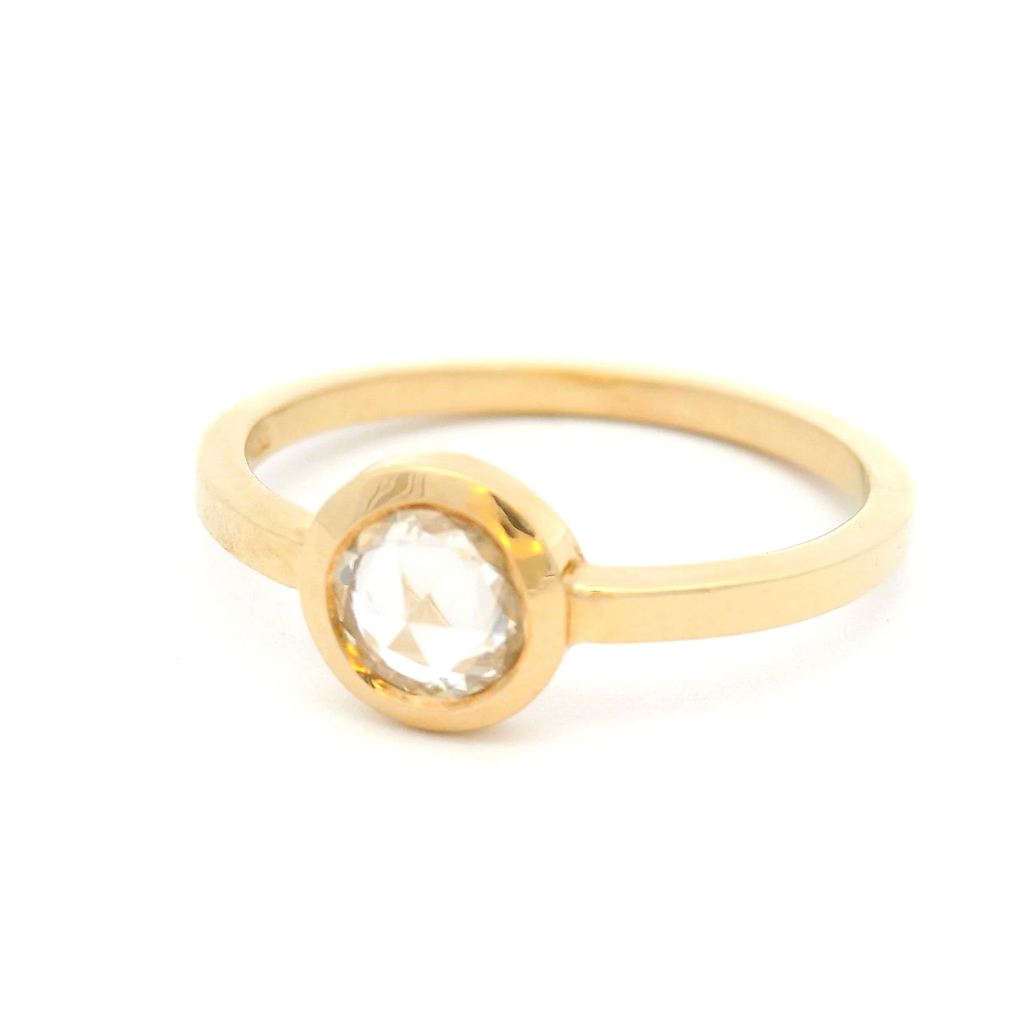White Rose-Cut Sapphire Bezel Solitaire Ring - Image 6