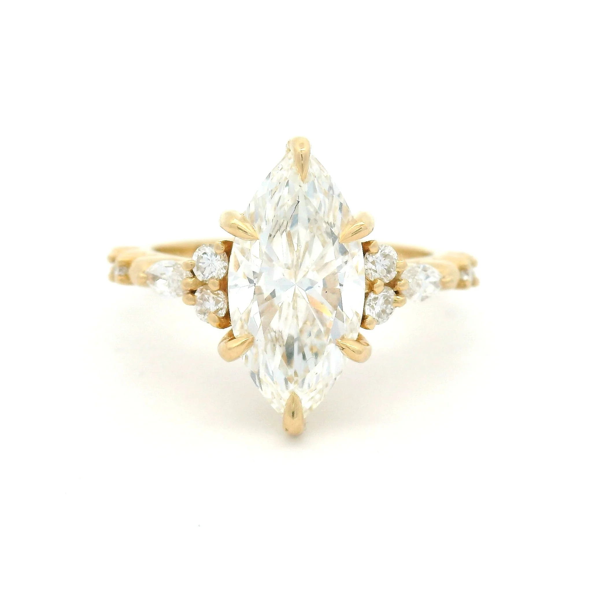 14k Yellow Engagement Ring with 2.70ct Lab-Grown Marquise Diamond and Accent Lab Diamonds - Image 8