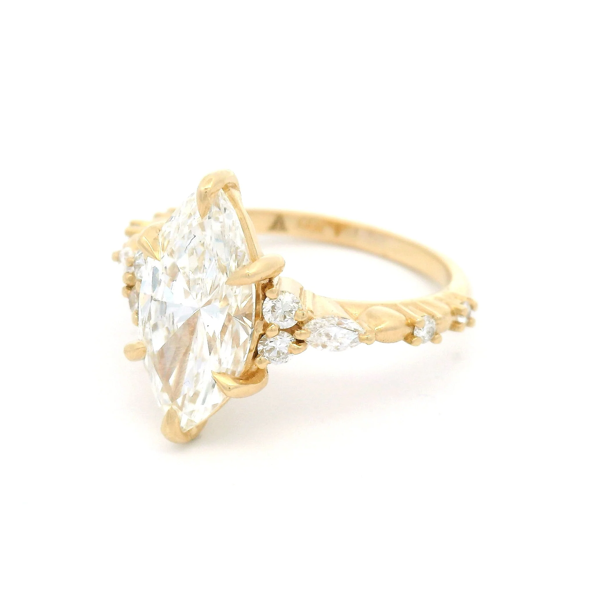 14k Yellow Engagement Ring with 2.70ct Lab-Grown Marquise Diamond and Accent Lab Diamonds - Image 9