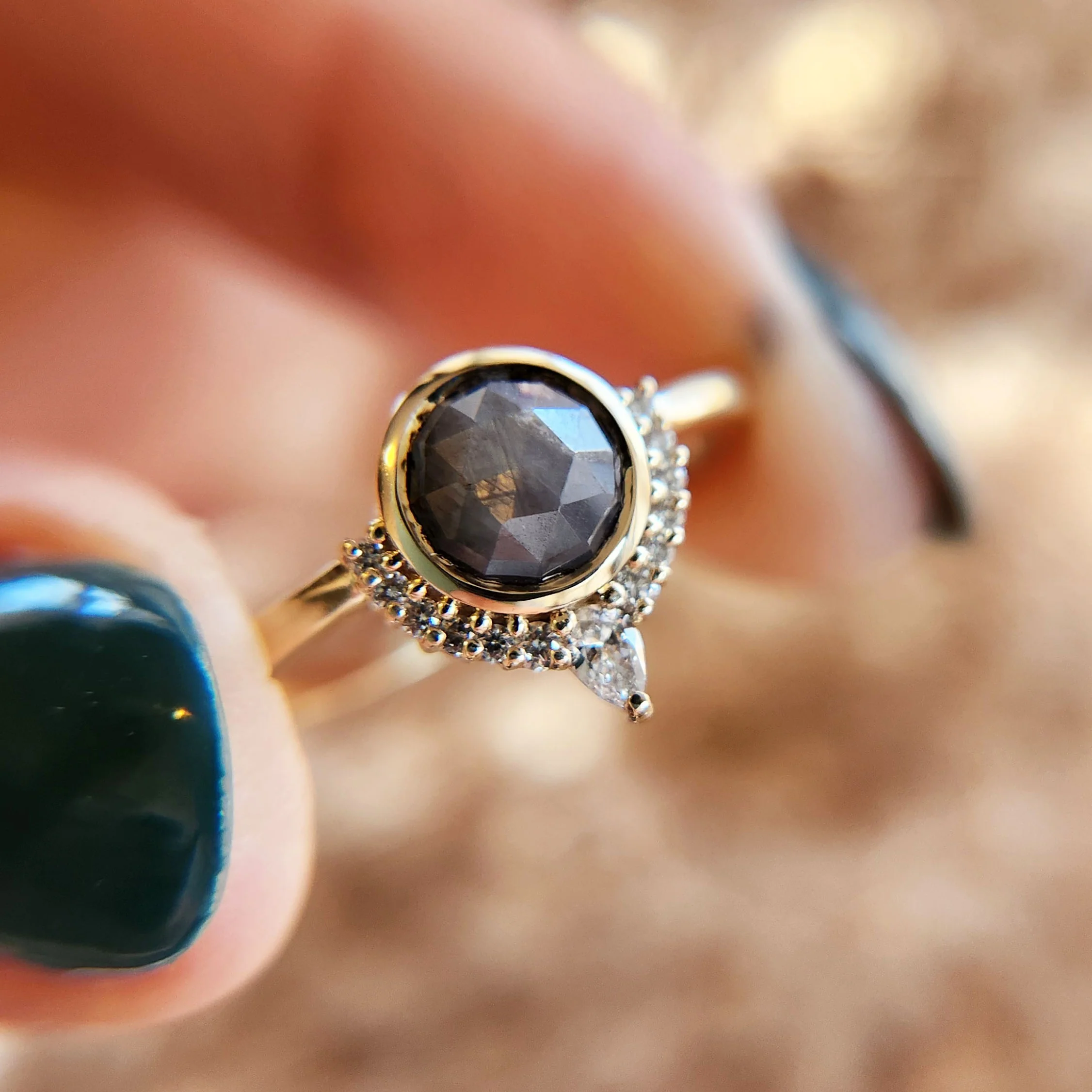 Grey Rose-Cut Sapphire with Lab Accents - Image 2