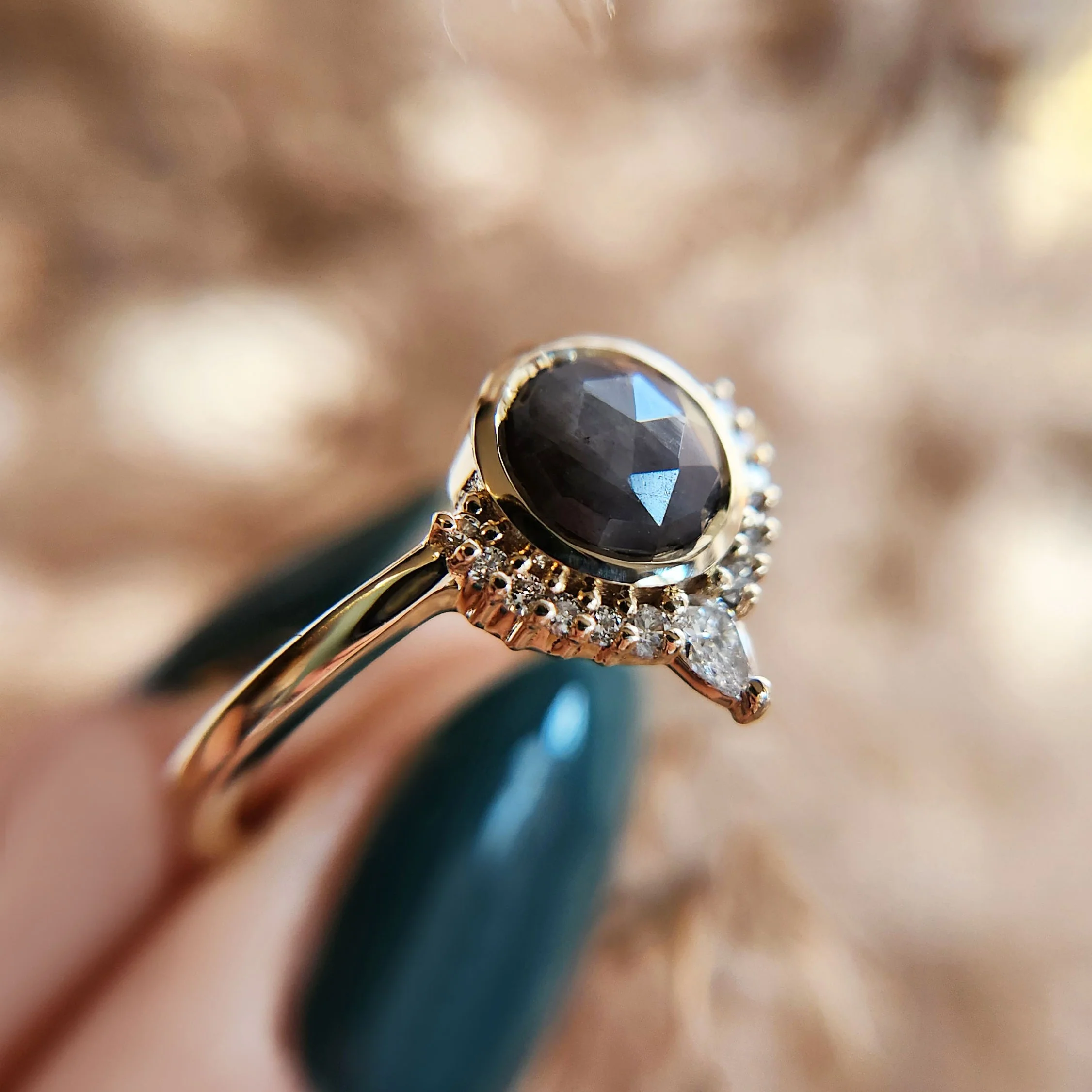 Grey Rose-Cut Sapphire with Lab Accents - Image 4