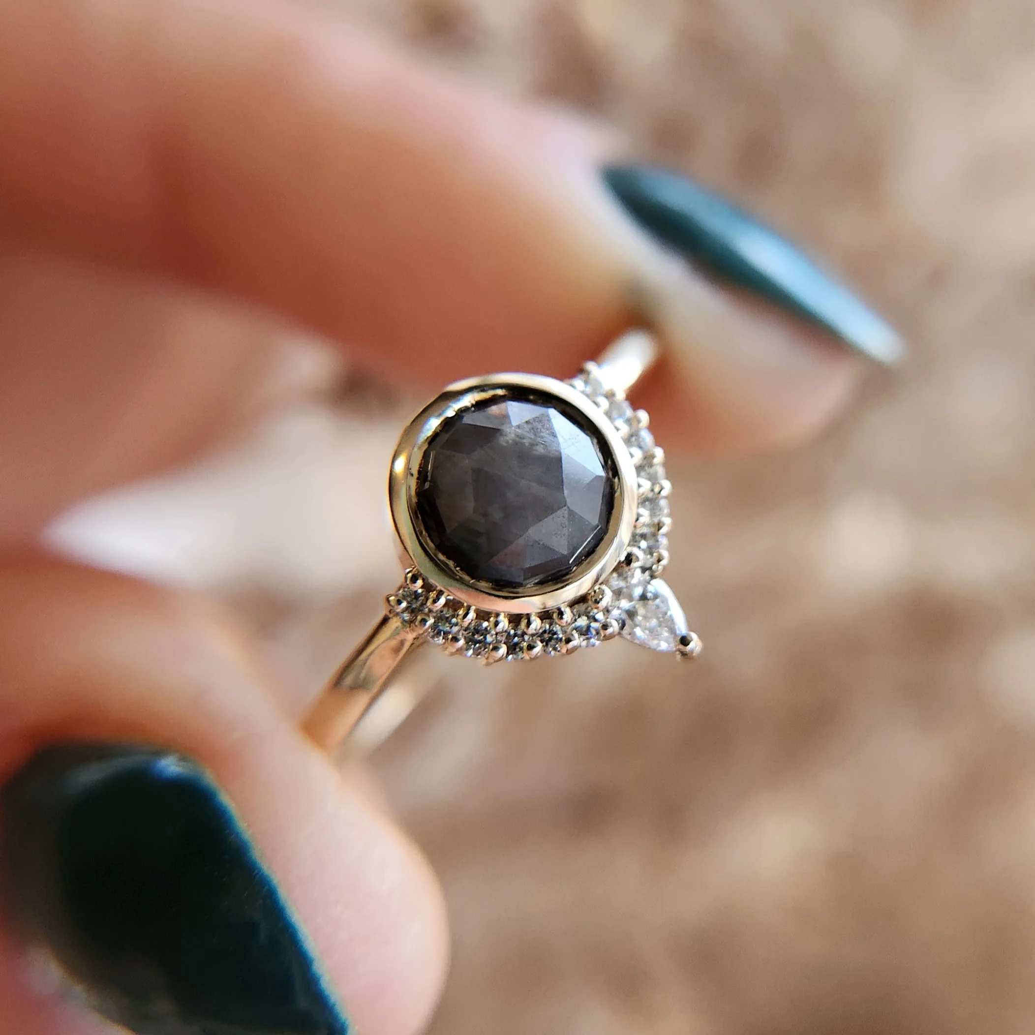 Grey Rose-Cut Sapphire with Lab Accents - Image 5