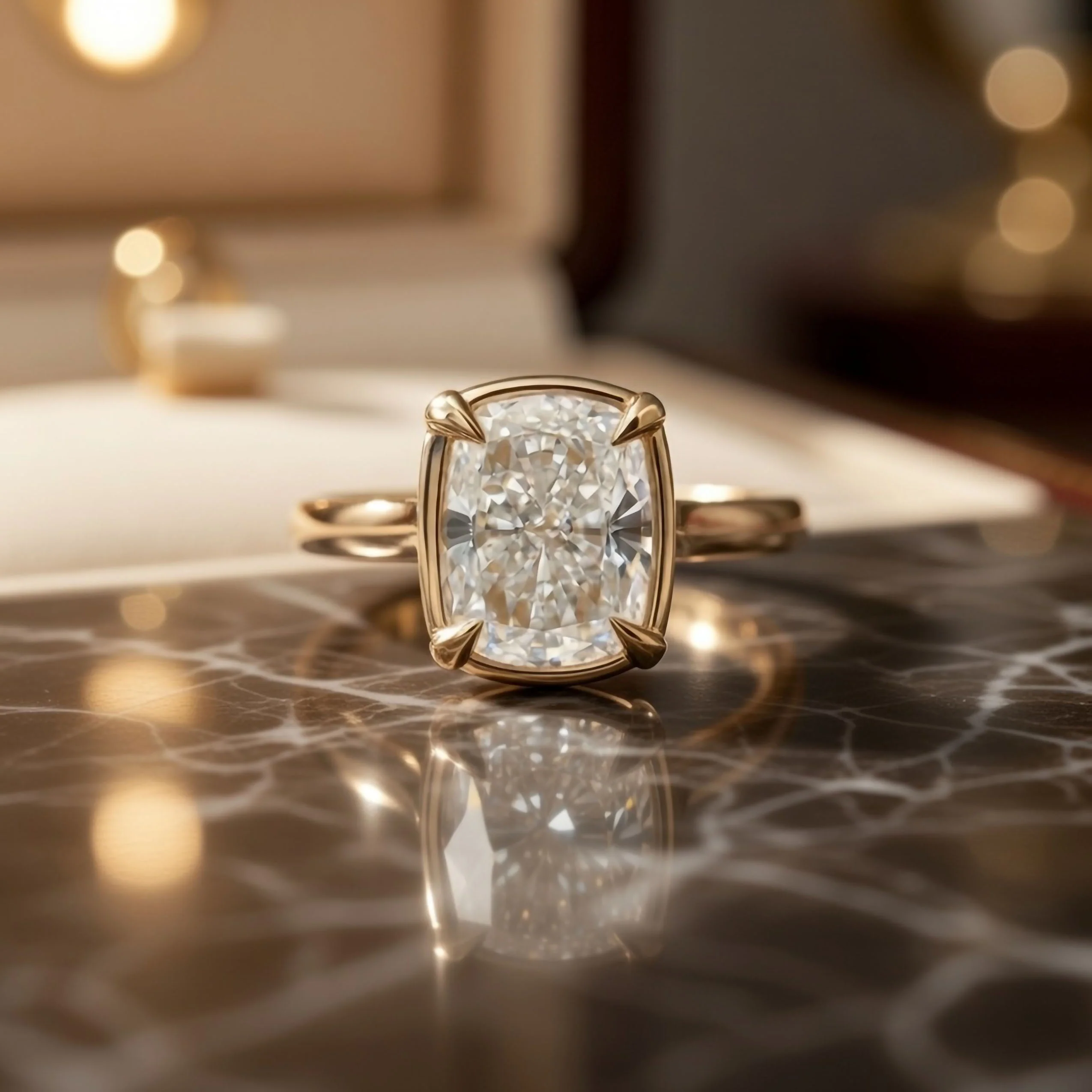 14k Yellow Solitaire with 2.09ct Lab-Grown Cushion-Cut Diamond - Image 3
