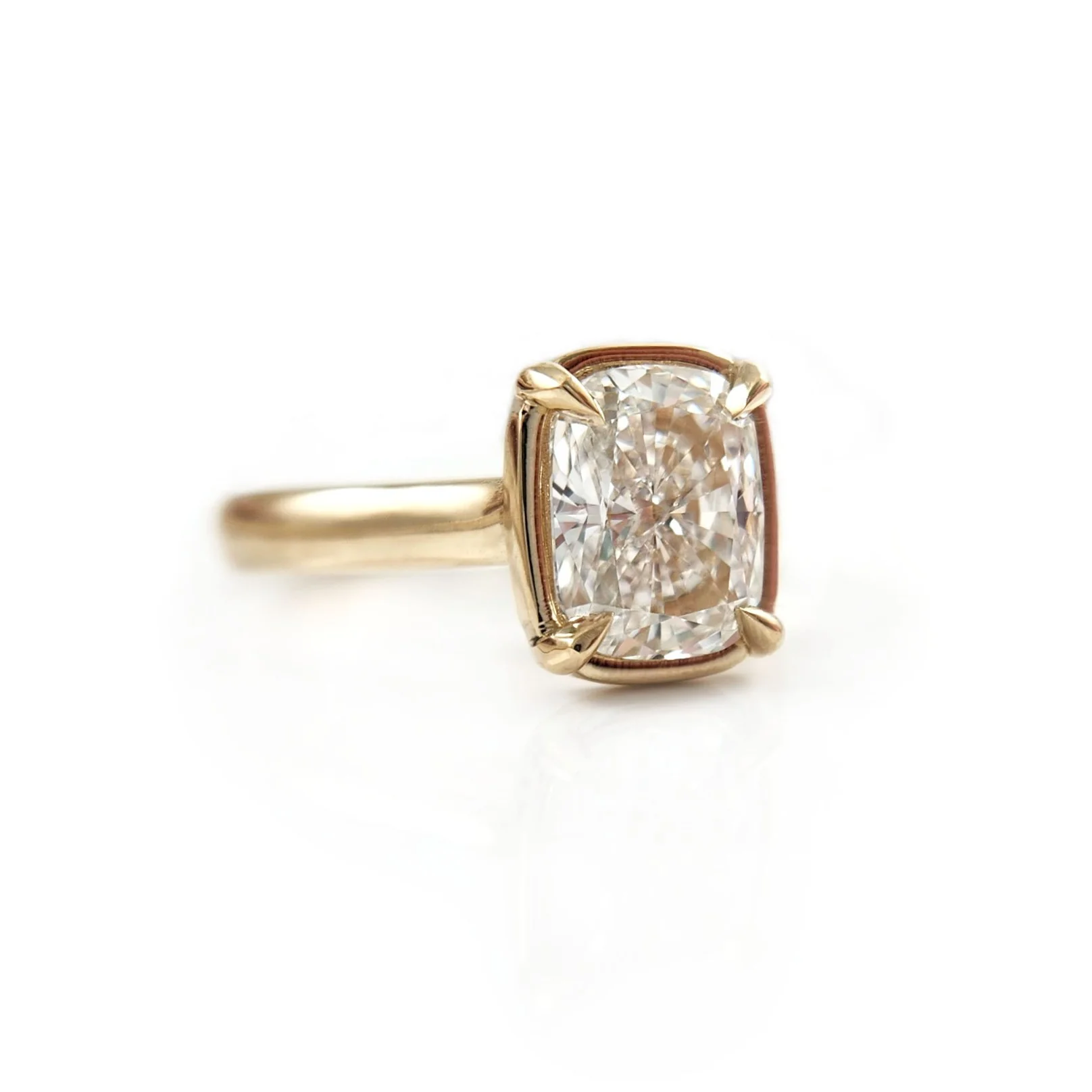 14k Yellow Solitaire with 2.09ct Lab-Grown Cushion-Cut Diamond - Image 4
