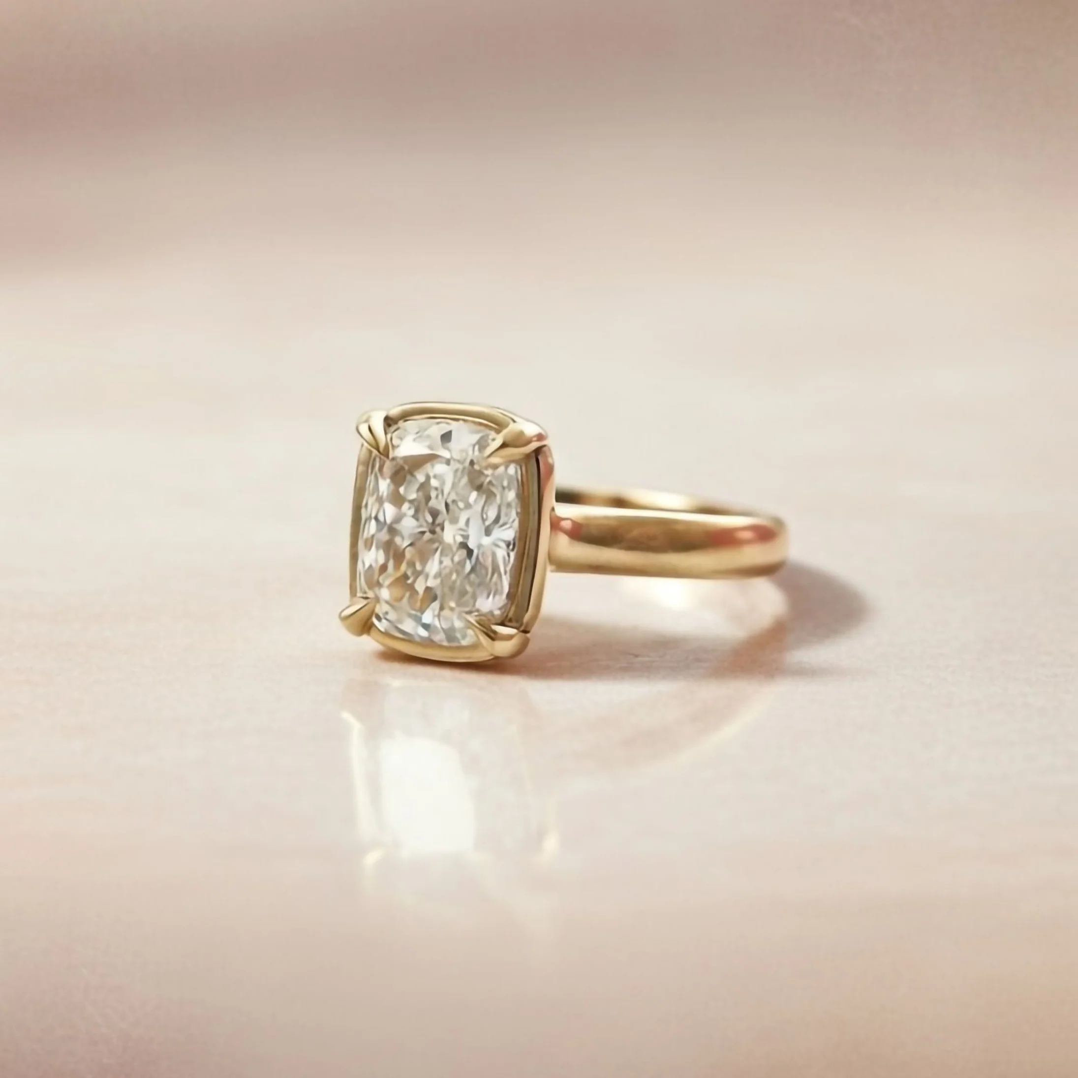 14k Yellow Solitaire with 2.09ct Lab-Grown Cushion-Cut Diamond - Image 5