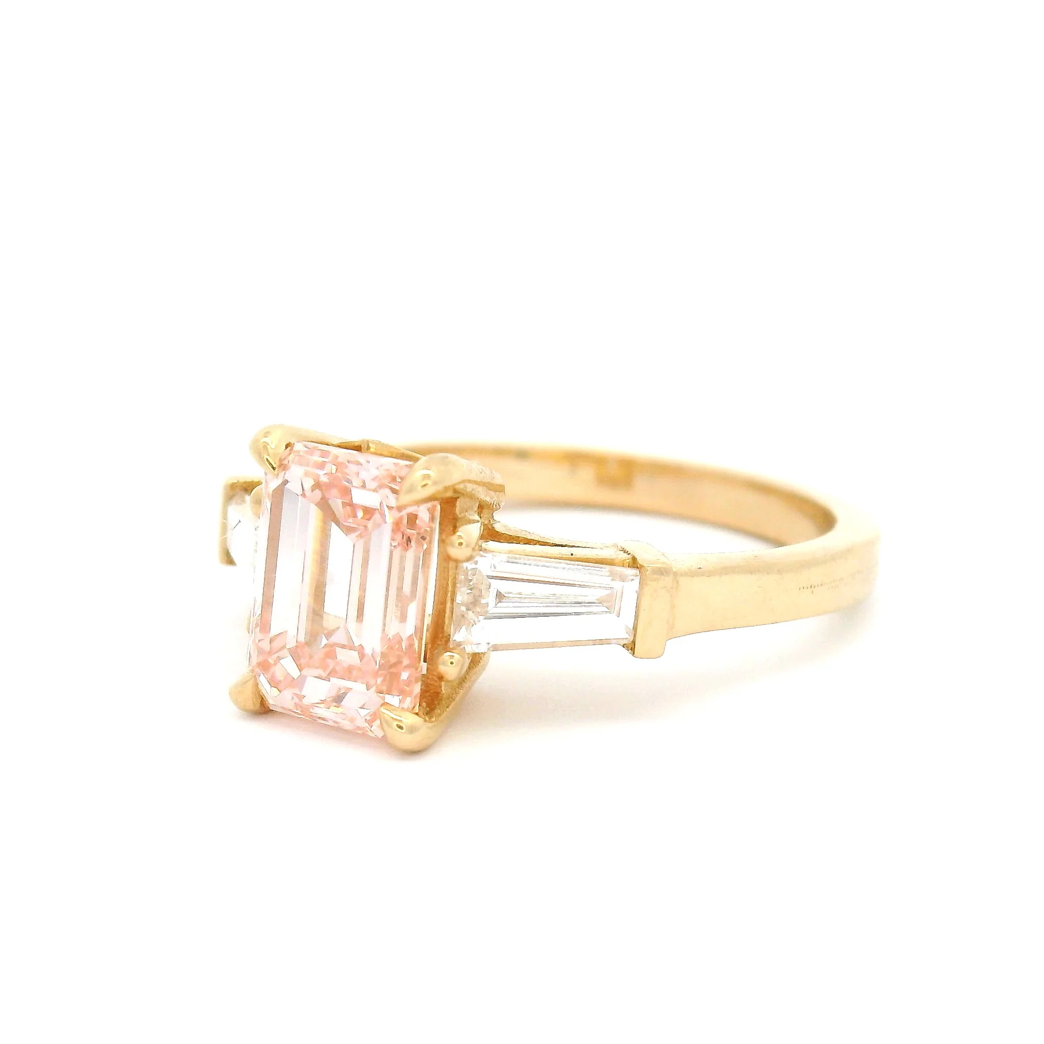 Aida - 14k Yellow Ring with 1.64ct Lab Grown Pink Diamond and Lab Grown Baguettes - Image 2