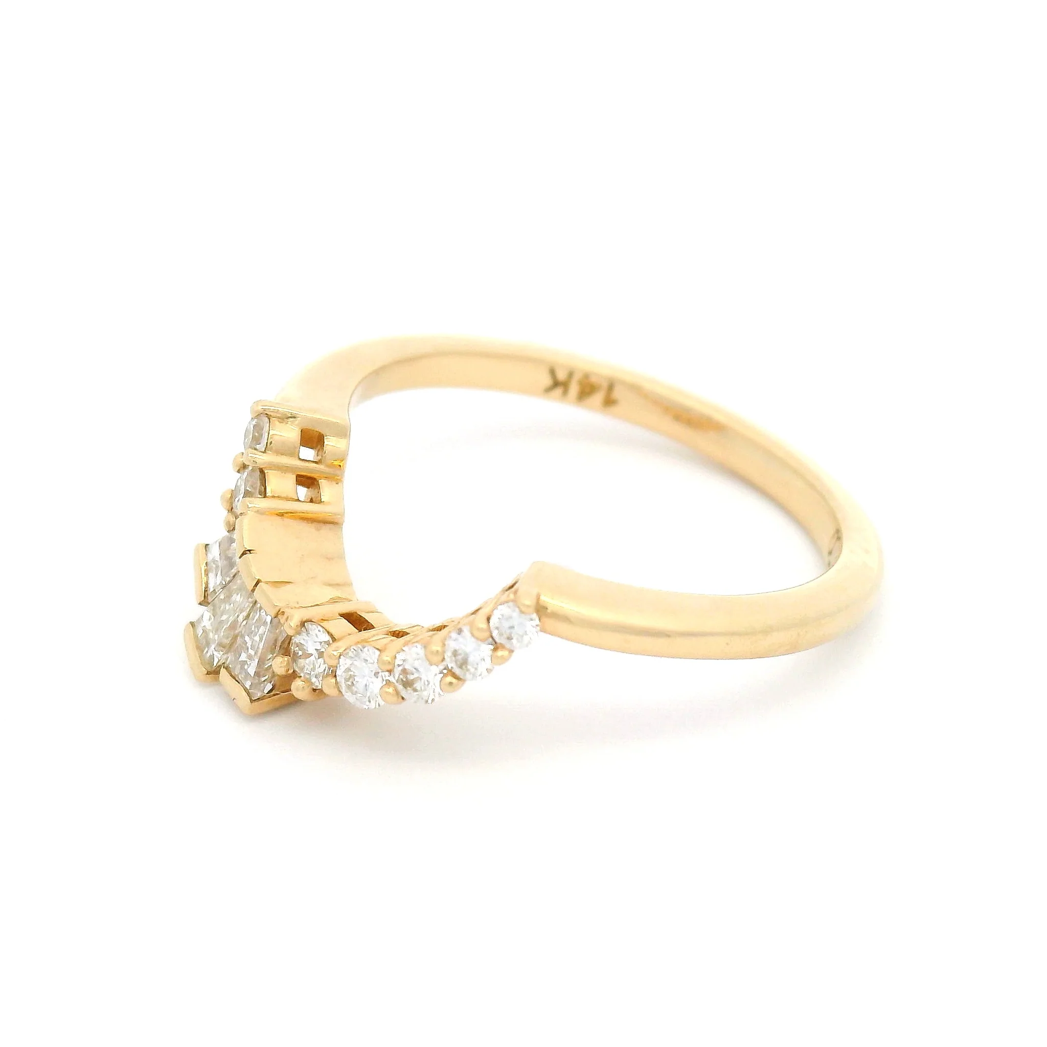 14k Yellow Gold Asymmetrical Band with 0.39cts Mixed Cut Diamonds - Image 3