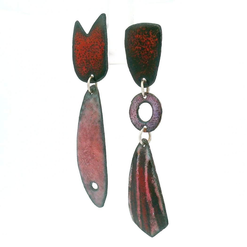Asymmetrical Enamel Fish Earrings - Image 4