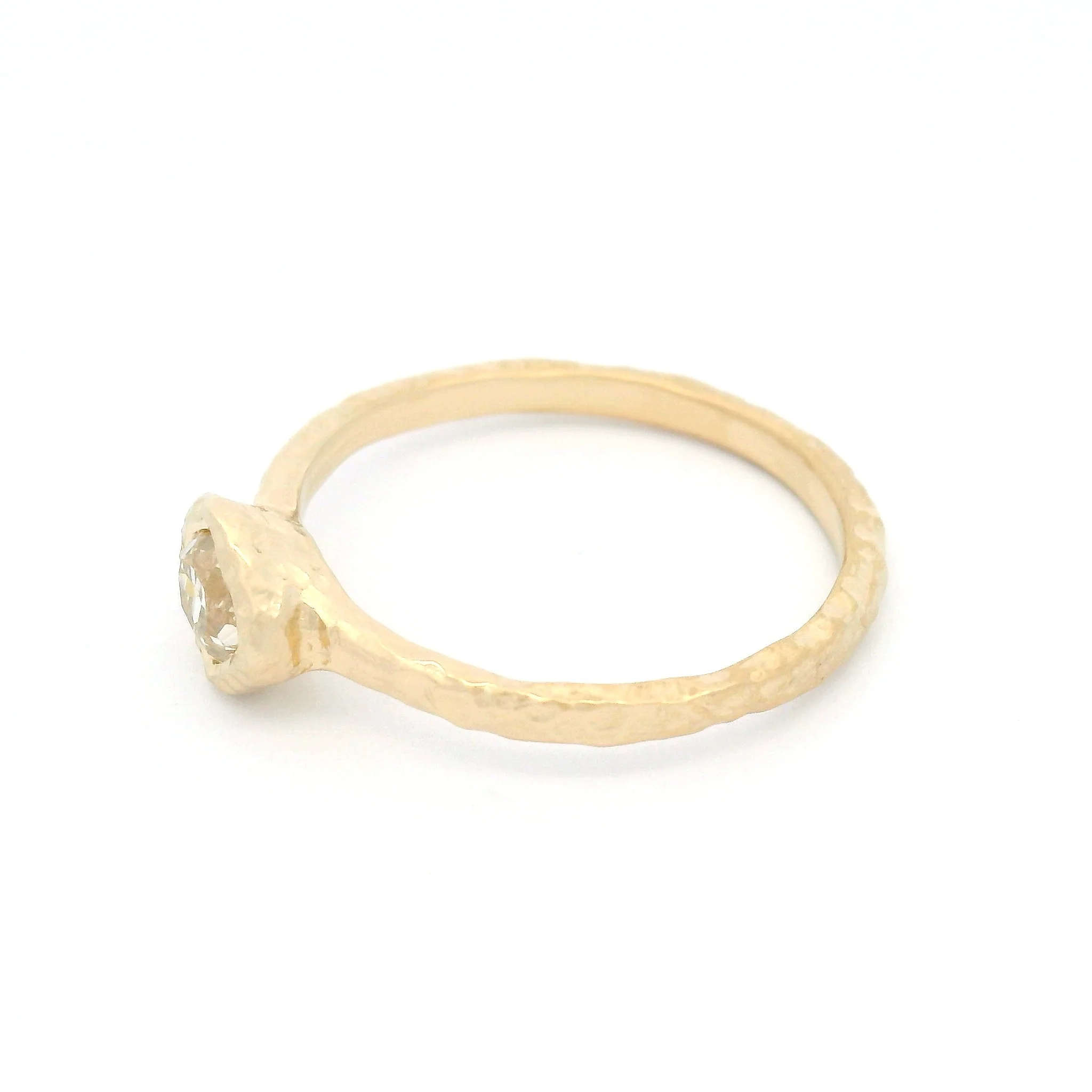 14k Yellow Organic Bezel-Set Solitaire with 0.42ct Old Mine-Cut Diamond - Image 3