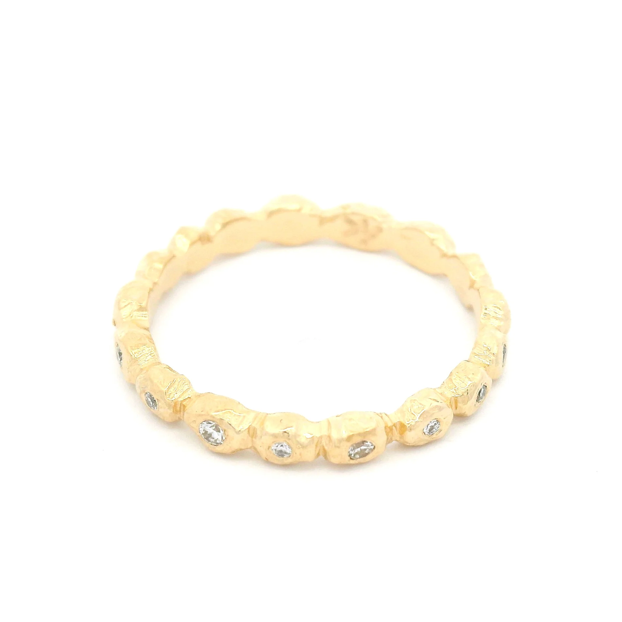 14k Yellow Organic Eternity with Bezel-Set Diamond Stations - Image 3
