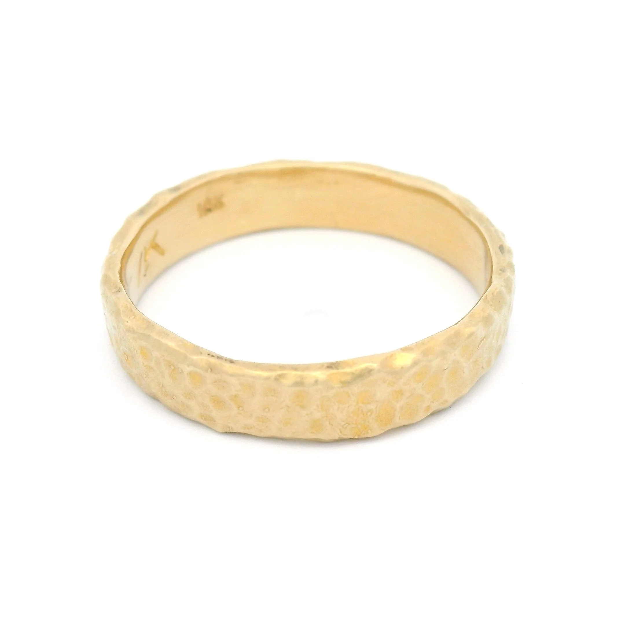 10k Yellow Organic Textured 4mm Wide Band - Image 2