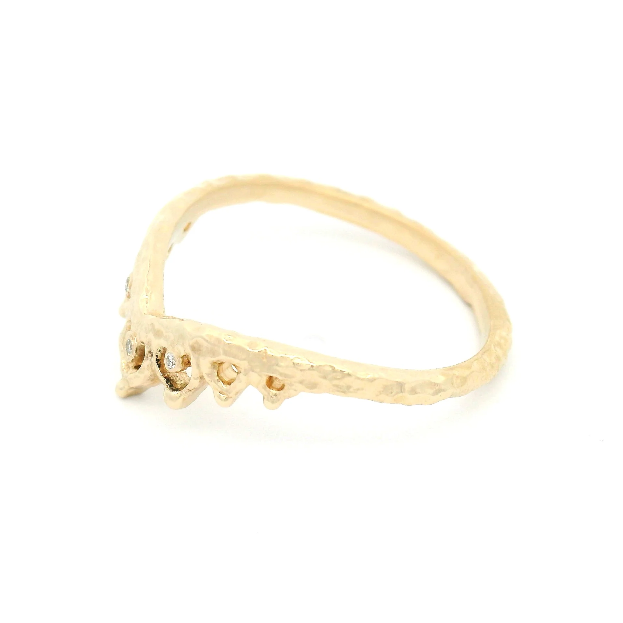 14k Yellow Organic Tiara Ring with Accent Diamonds - Image 3