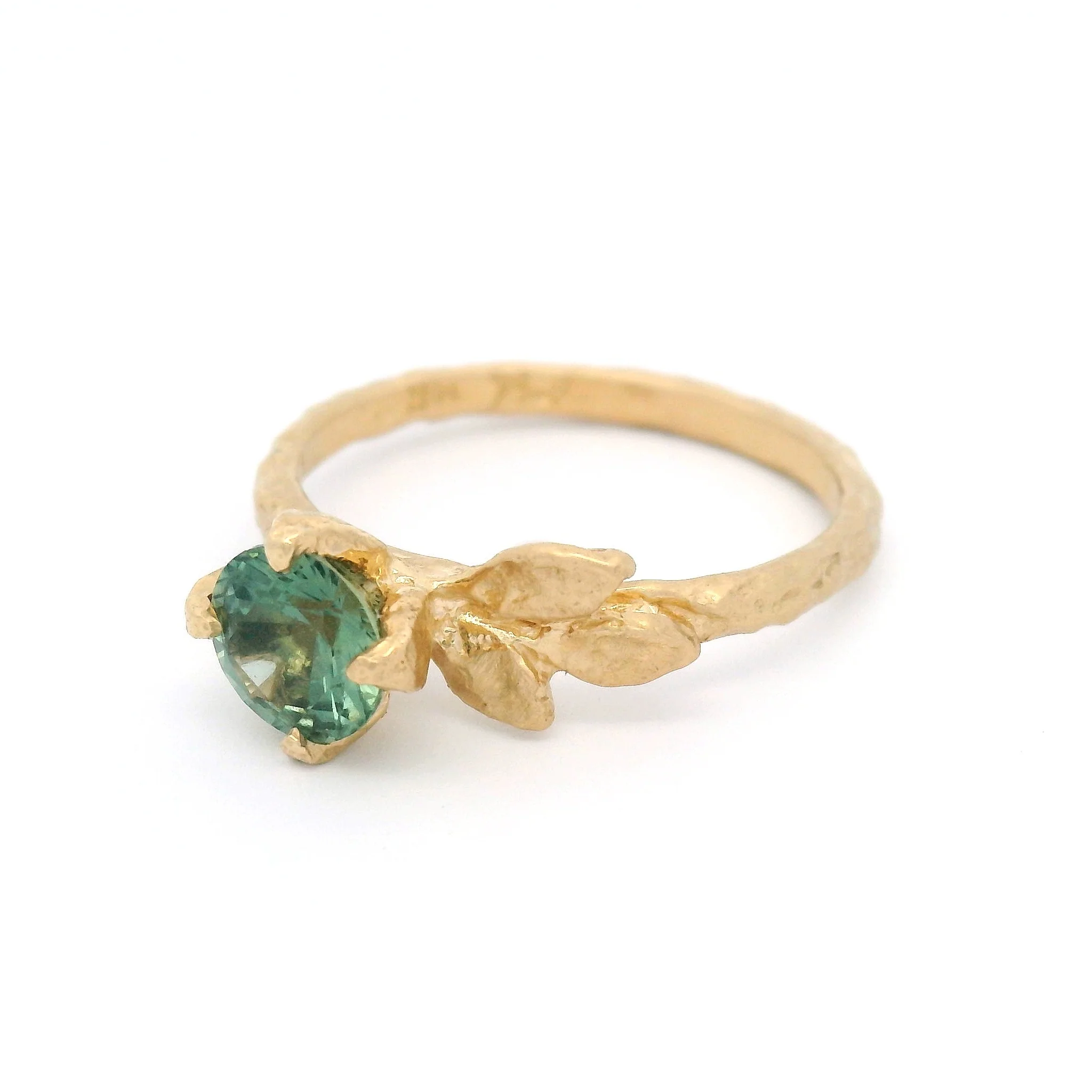14k Yellow Organic Solitaire with Claw-Set 0.84ct Teal Sapphire - Image 2