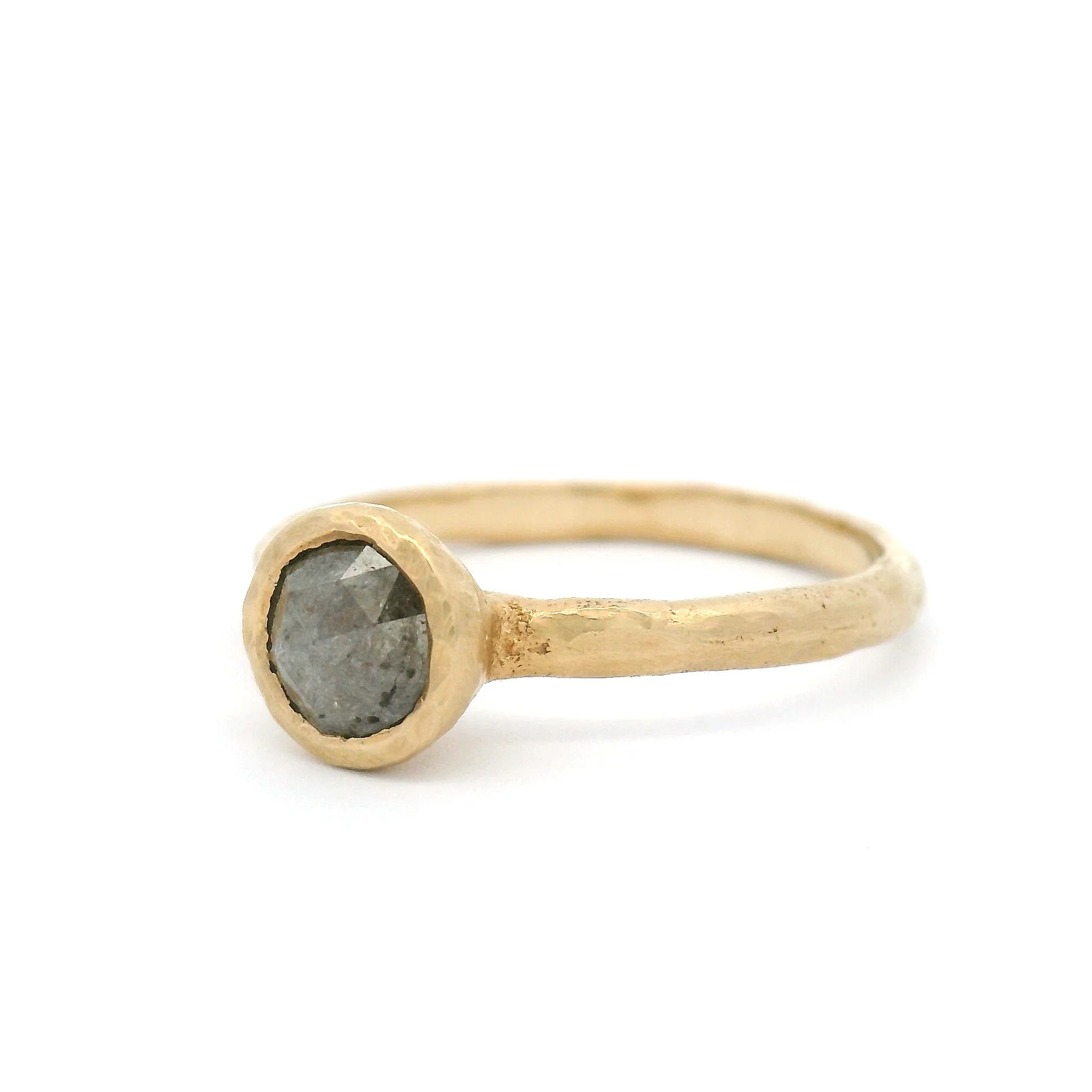 14k Yellow Organic Solitaire with 0.60ct Grey Rose-Cut Diamond - Image 2