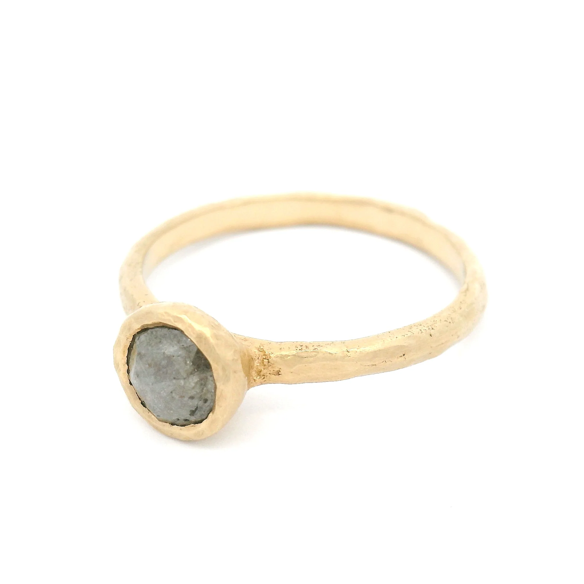 14k Yellow Organic Solitaire with 0.60ct Grey Rose-Cut Diamond - Image 3