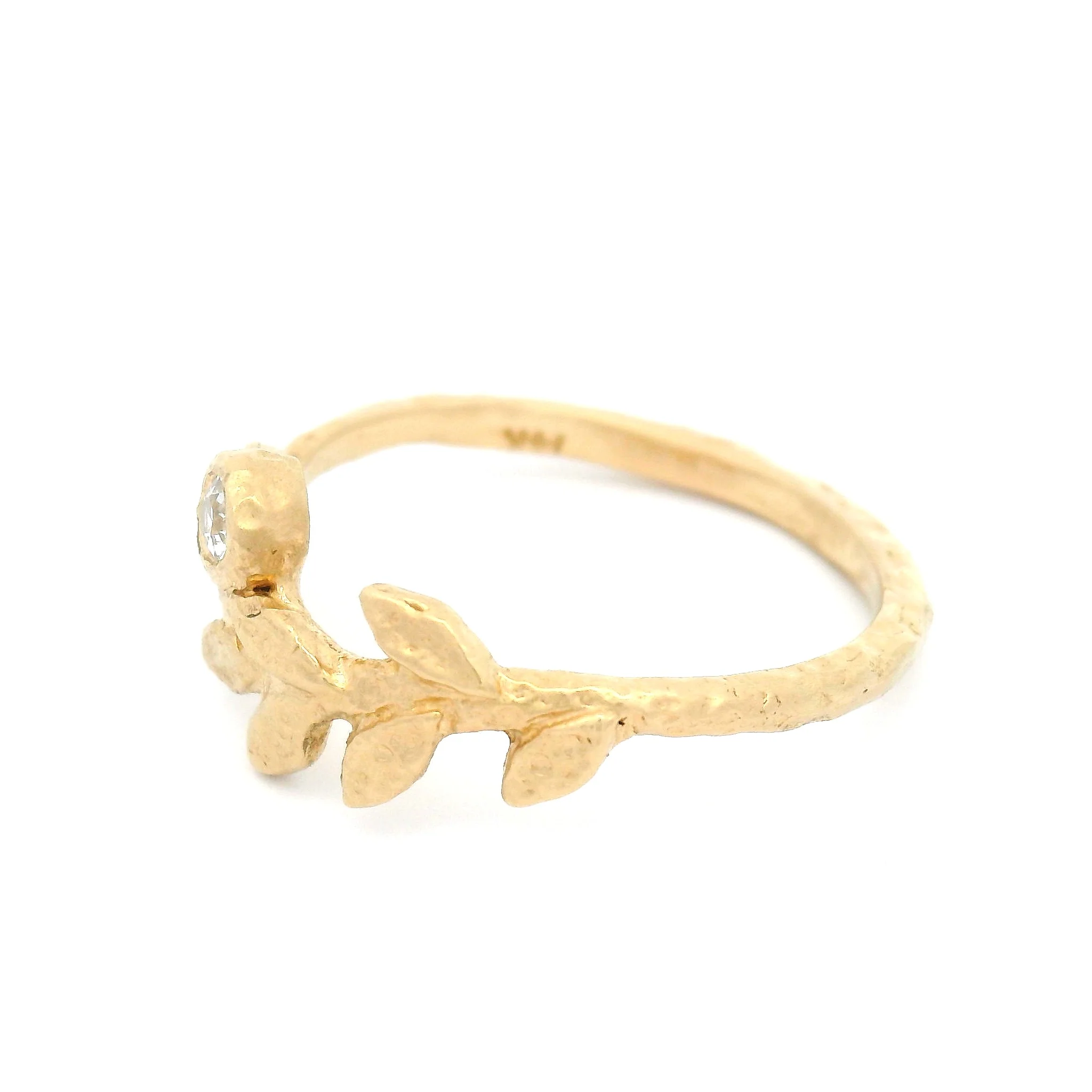 14k Yellow Organic Ring with 0.05ct Old Mine Cut Diamond - Image 3