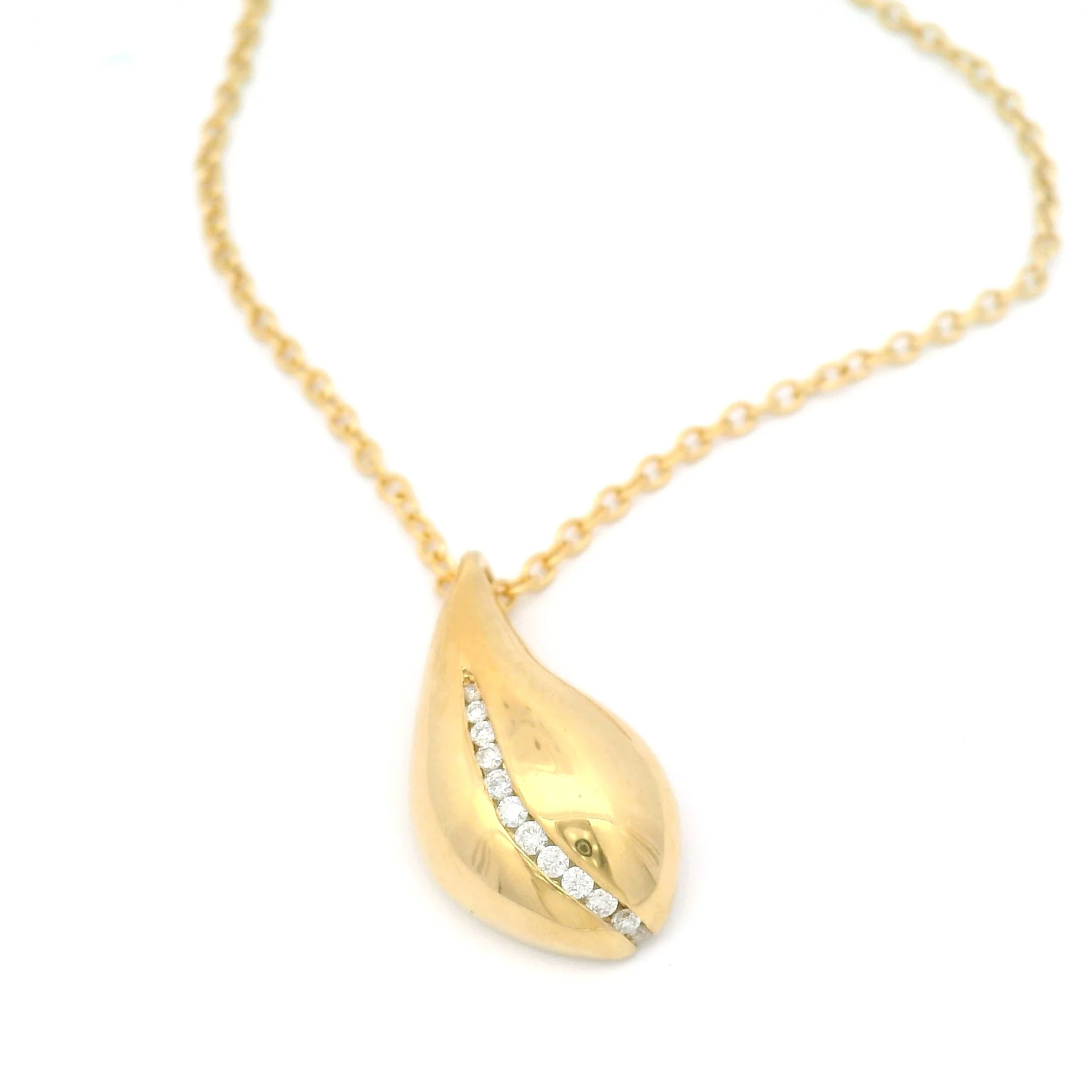18k Yellow Drop Pendant with Channel-Set Diamonds - Image 2