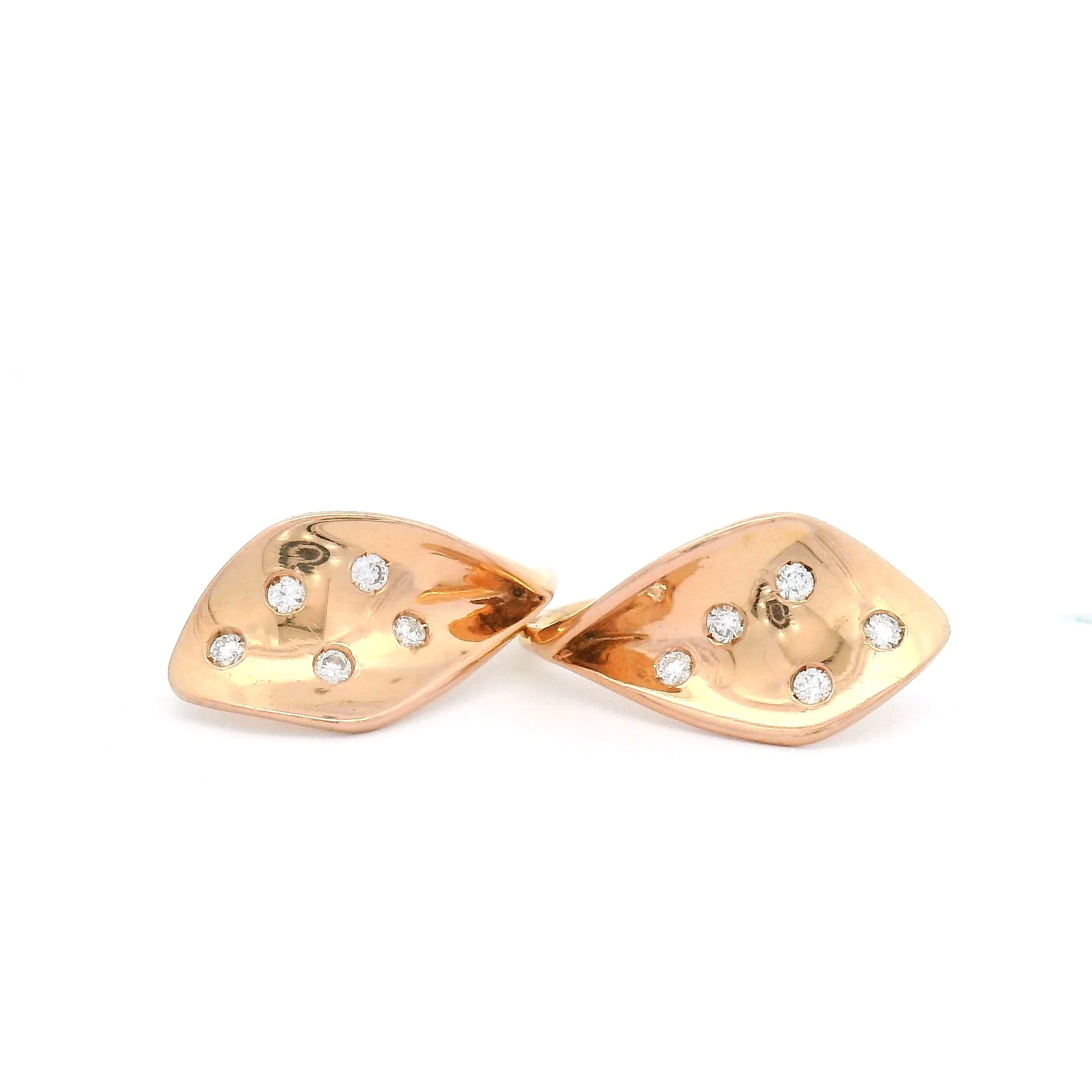 14K Rose Gold and Diamond Flourish Drop Earrings - Image 2