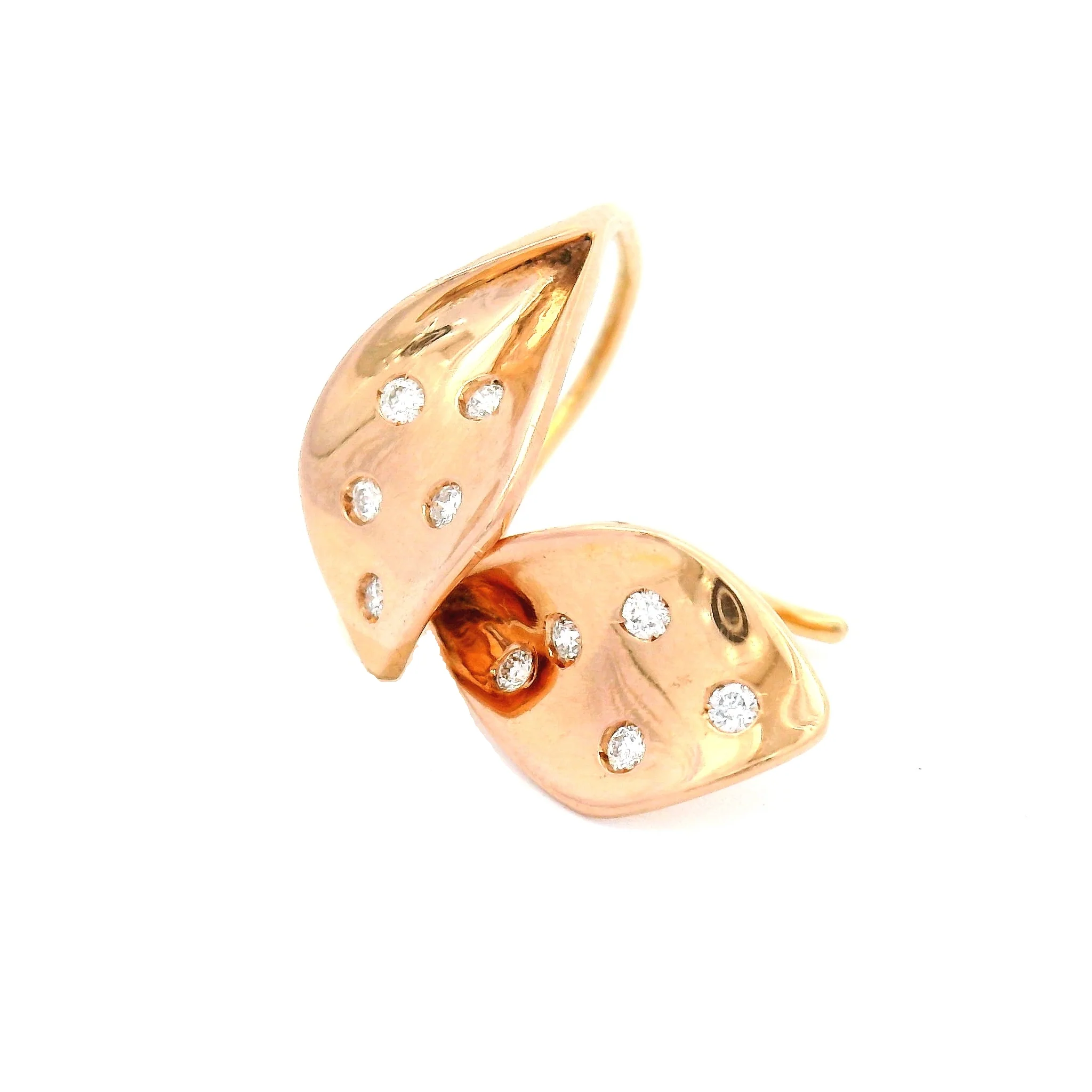 14K Rose Gold and Diamond Flourish Drop Earrings - Image 3