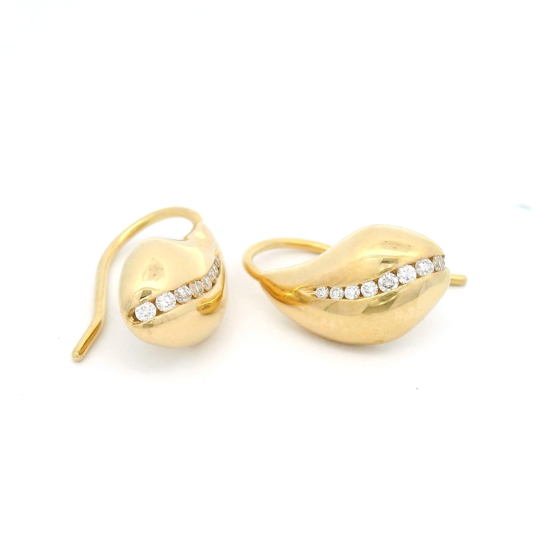 18k Yellow Drop Earring with Channel-Set Diamonds - Image 2